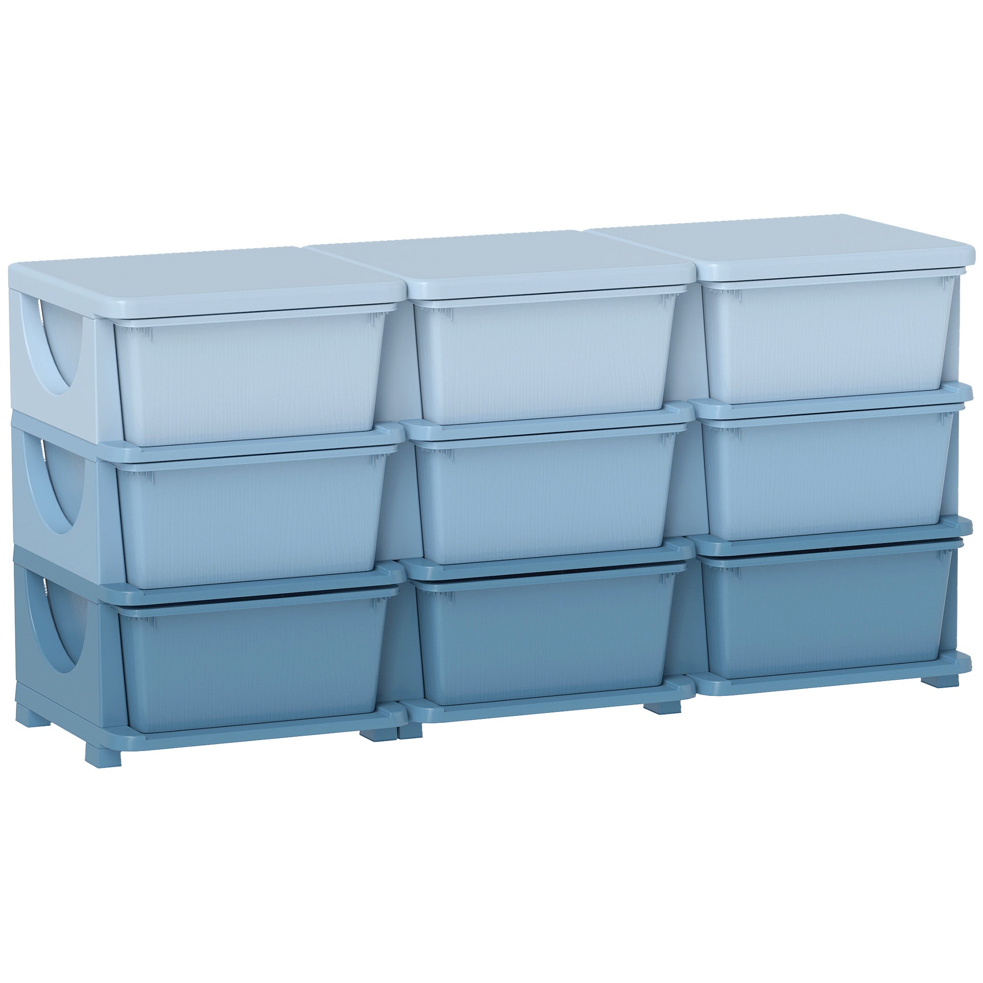 9-Tier Kids Storage Drawer Chest – Toy Organizer & Storage Boxes, Blue, 113 x 37 x 56.5 cm (44.5 x 14.6 x 22.2 in) – For Ages 3–6