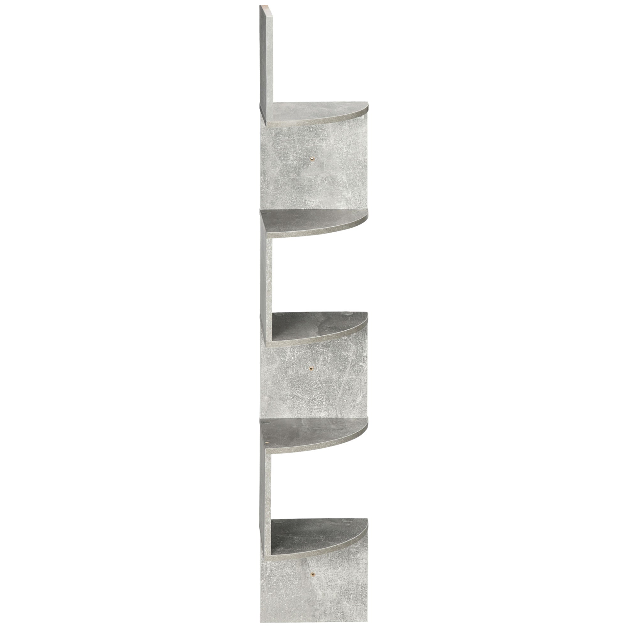 Zigzag Shape Wall Mount Corner Storage Shelf 20L x 20W x 126H cm 5 Levels Wood Gray