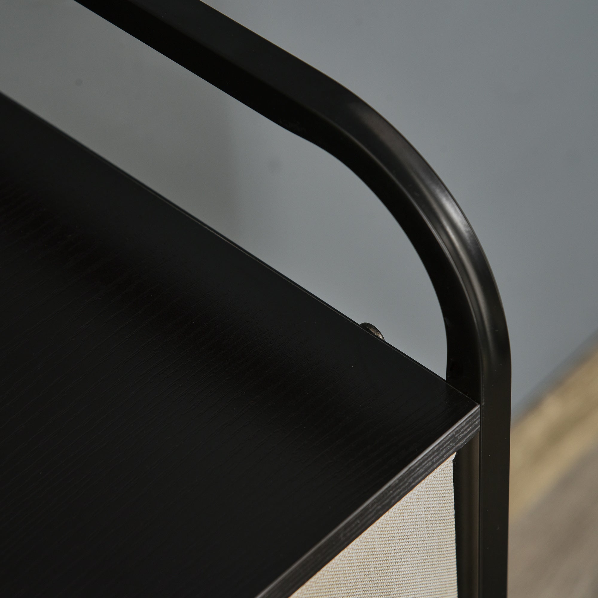 4-Drawer Linen Storage Dresser 58 x 29 x 78.5 cm Black Gray Ecru Beige