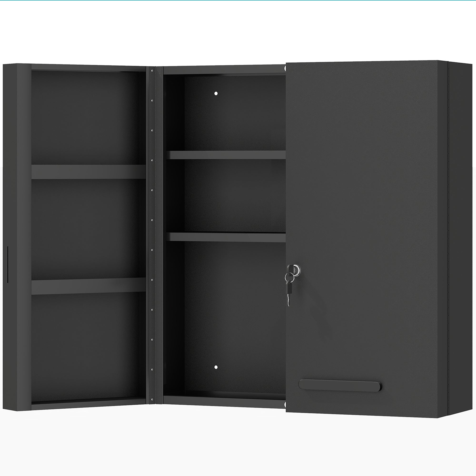 Lockable Medicine Cabinet, 2-Door, 6-Shelf Steel First Aid Cabinet, 21.7 x 7.1 x 23.6 in, Anthracite Black