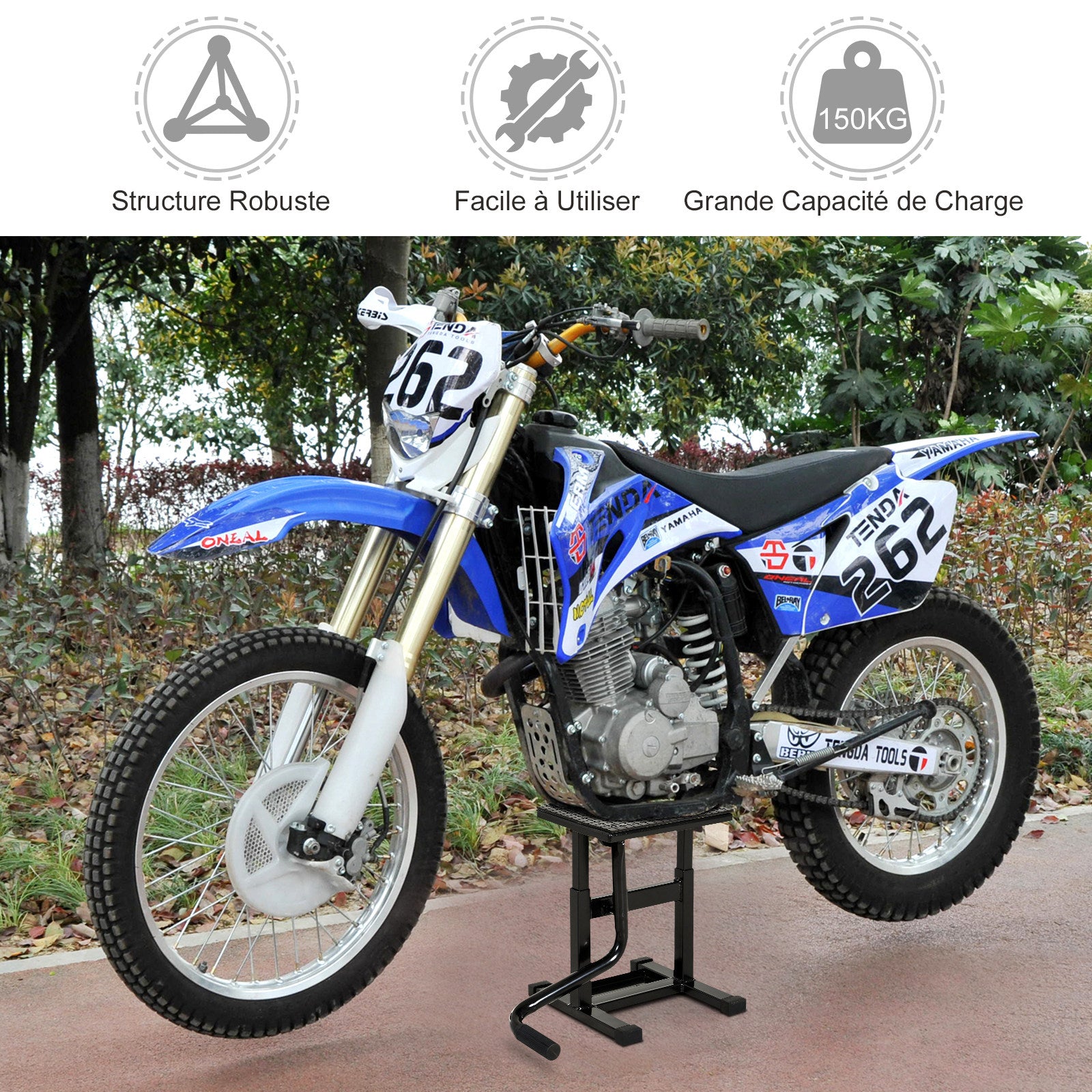 Universal Adjustable Hydraulic Motorcycle Lift Stand Workshop Stand for Off-Road Motorcycles Motocross Supermoto Black