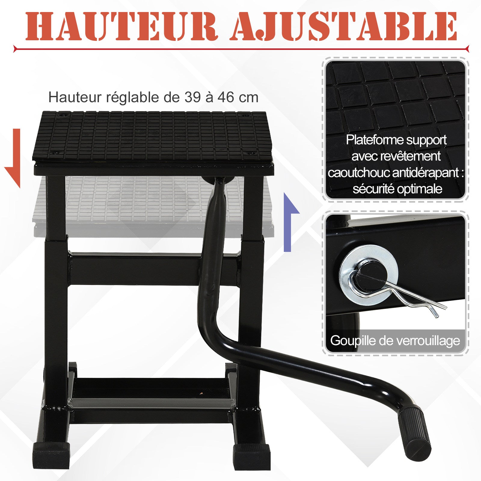 Universal Adjustable Hydraulic Motorcycle Lift Stand Workshop Stand for Off-Road Motorcycles Motocross Supermoto Black