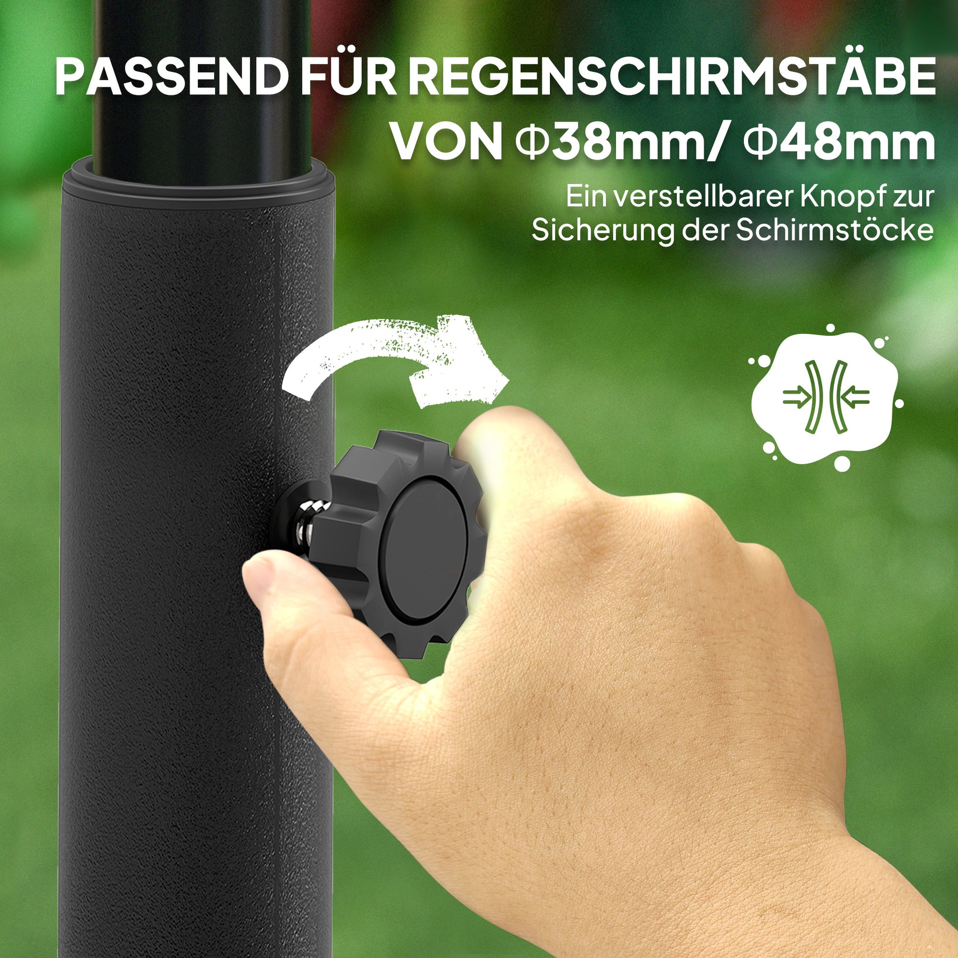 Umbrella Stand up to 25 kg Fillable Umbrella Stand with Wheels, Square Umbrella Holder, Umbrella Weight, Stand for Umbrella Ø38/48 mm, for Balcony, Terrace, Garden, Black