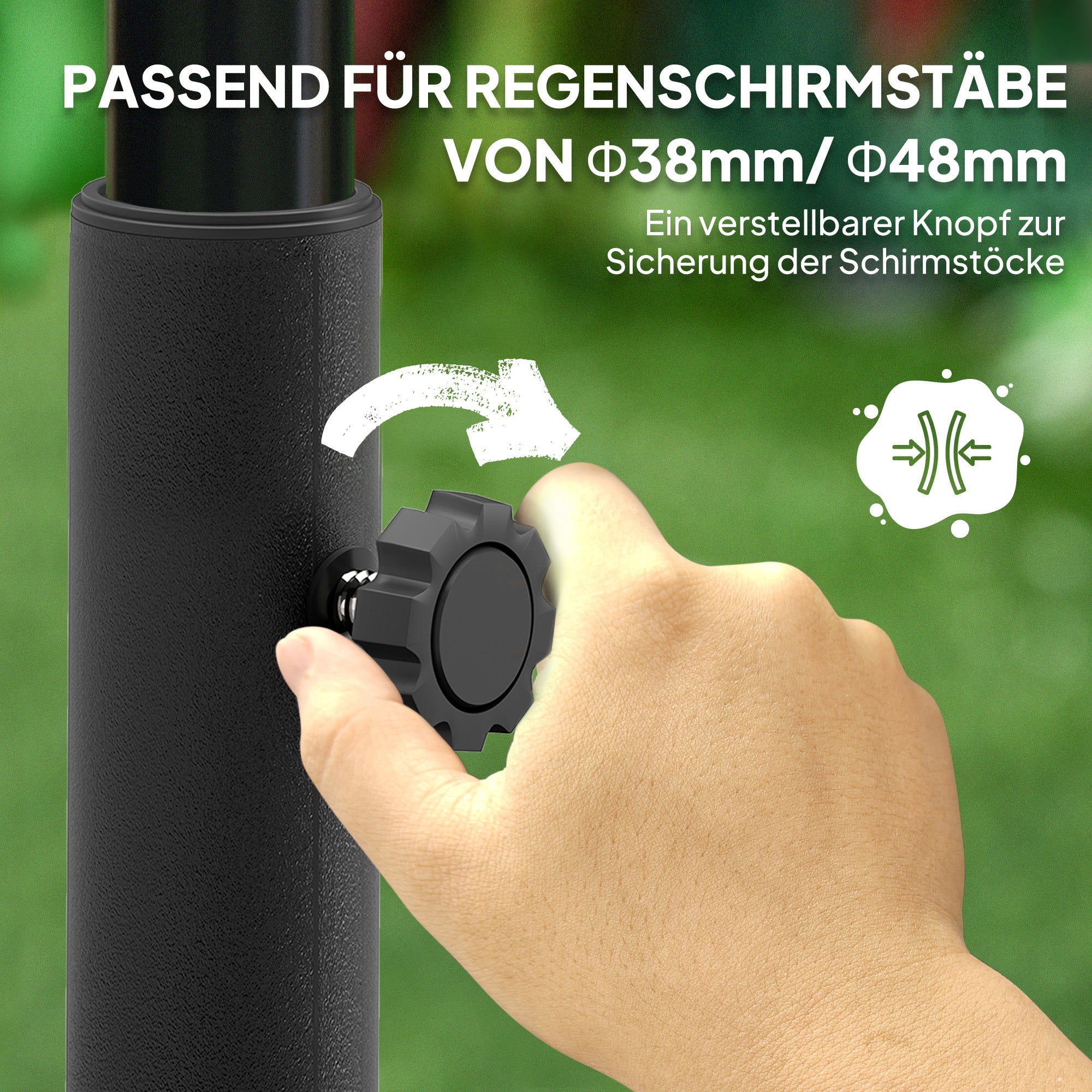 Umbrella Stand up to 25 kg Fillable Umbrella Stand with Wheels, Square Umbrella Holder, Umbrella Weight, Stand for Umbrella Ø38/48 mm, for Balcony, Terrace, Garden, Black