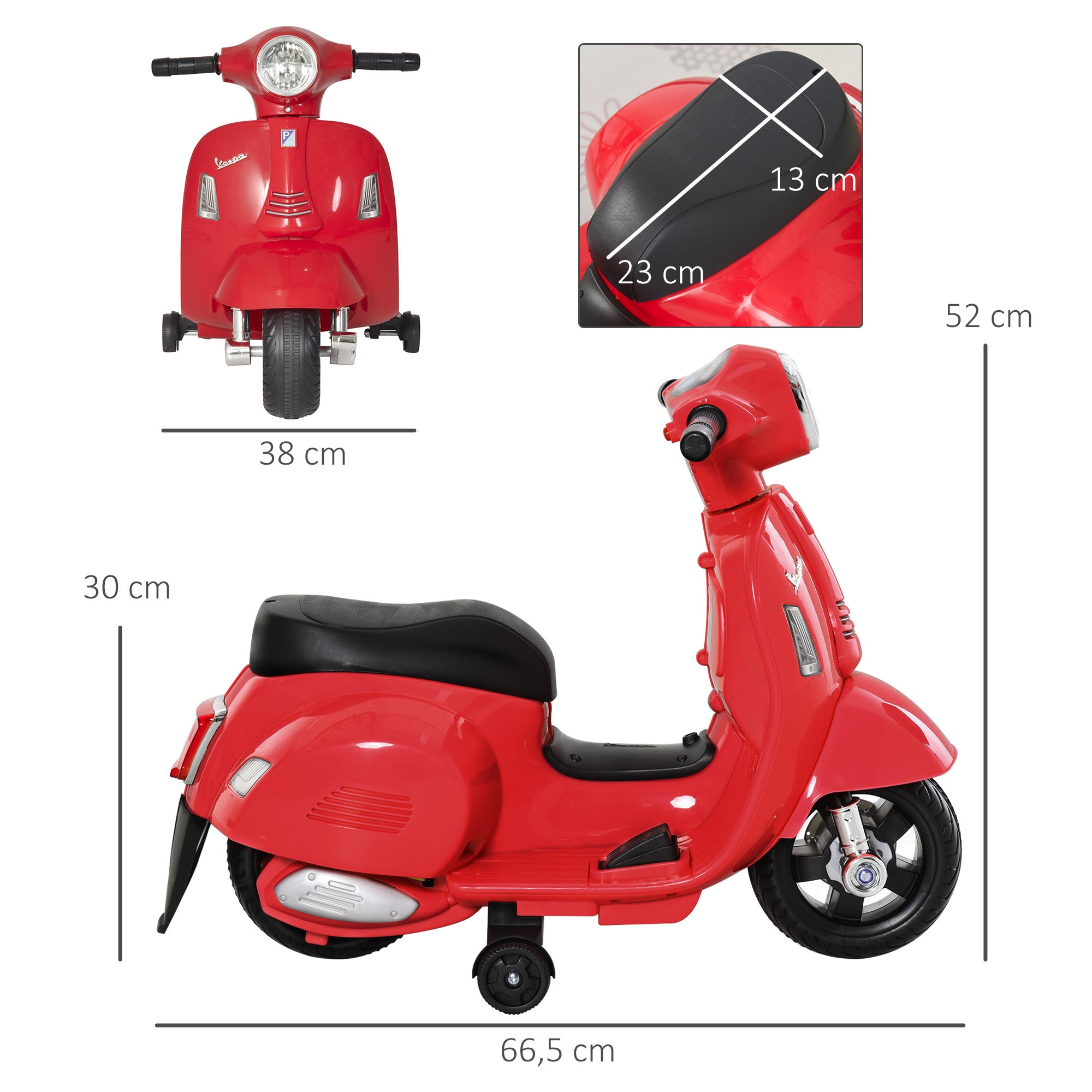 Kids Electric Vespa Motorcycle Electric Motorbike with LED Light, Sound, Children's Electric Motorcycle for Kids 18-36 Months Red