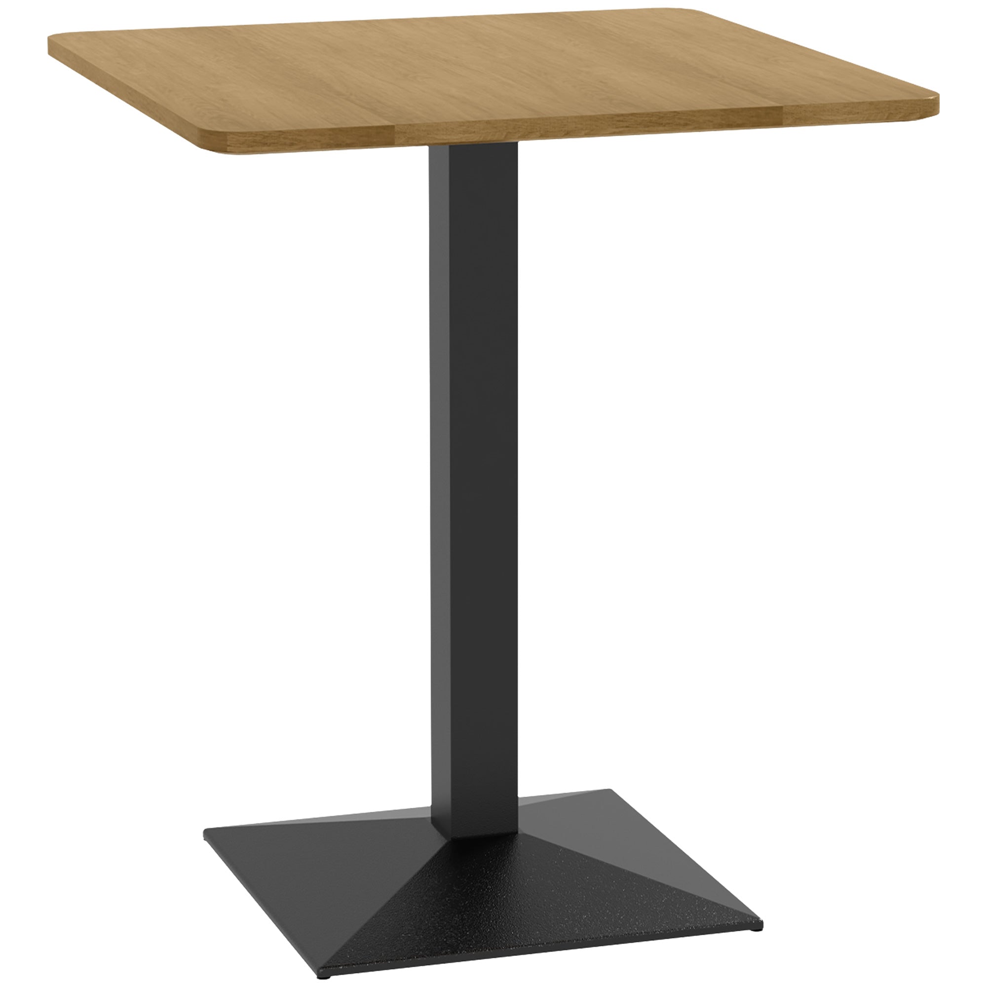 28 in Square Dining Table for 2 — Wood‑Look Top & Black Steel Base, Small Modern Kitchen Table, Dark Brown
