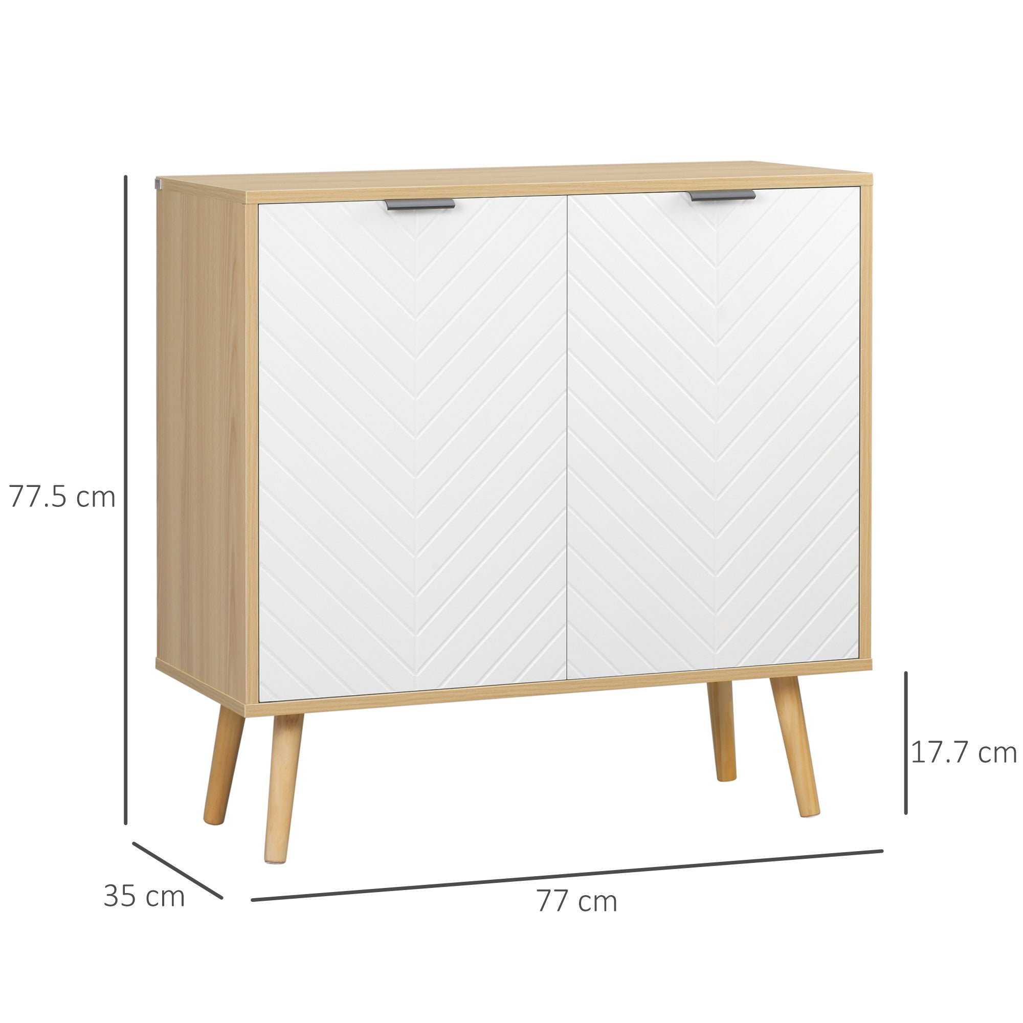 Modern Multipurpose Mobile in Chipboard and Pine Wood with Adjustable Internal Shelf on 3 Levels, Entryway Living Room Kitchen and Bathroom Furniture, 77x35x77.5 cm