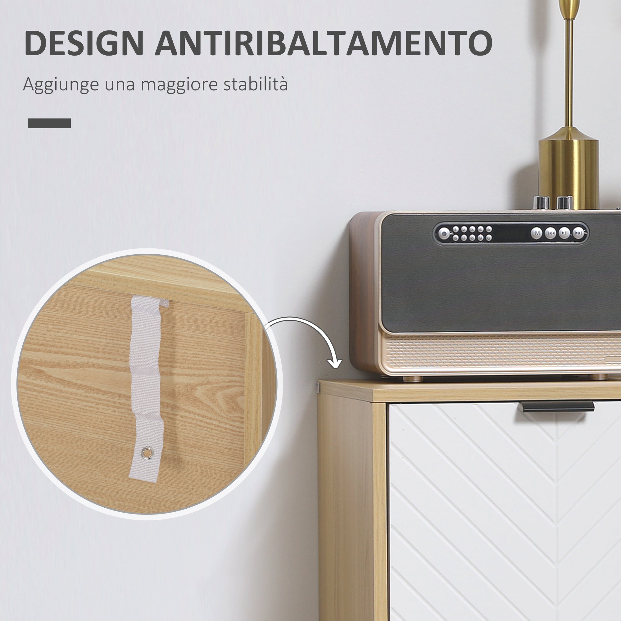 Modern Multipurpose Mobile in Chipboard and Pine Wood with Adjustable Internal Shelf on 3 Levels, Entryway Living Room Kitchen and Bathroom Furniture, 77x35x77.5 cm