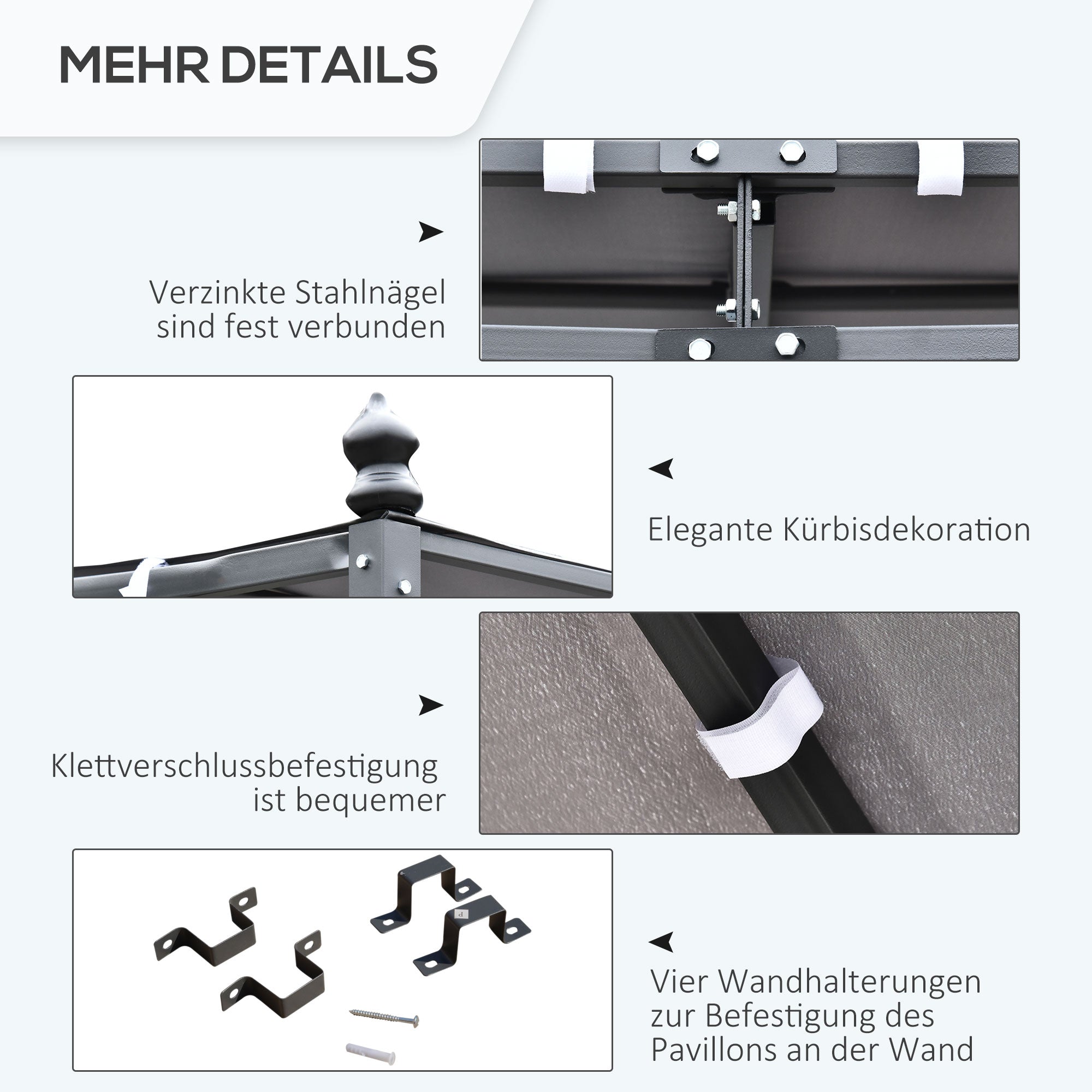 Pergola Garden Pavilion Canopy Cover Tent Metal Grey 297x297cm