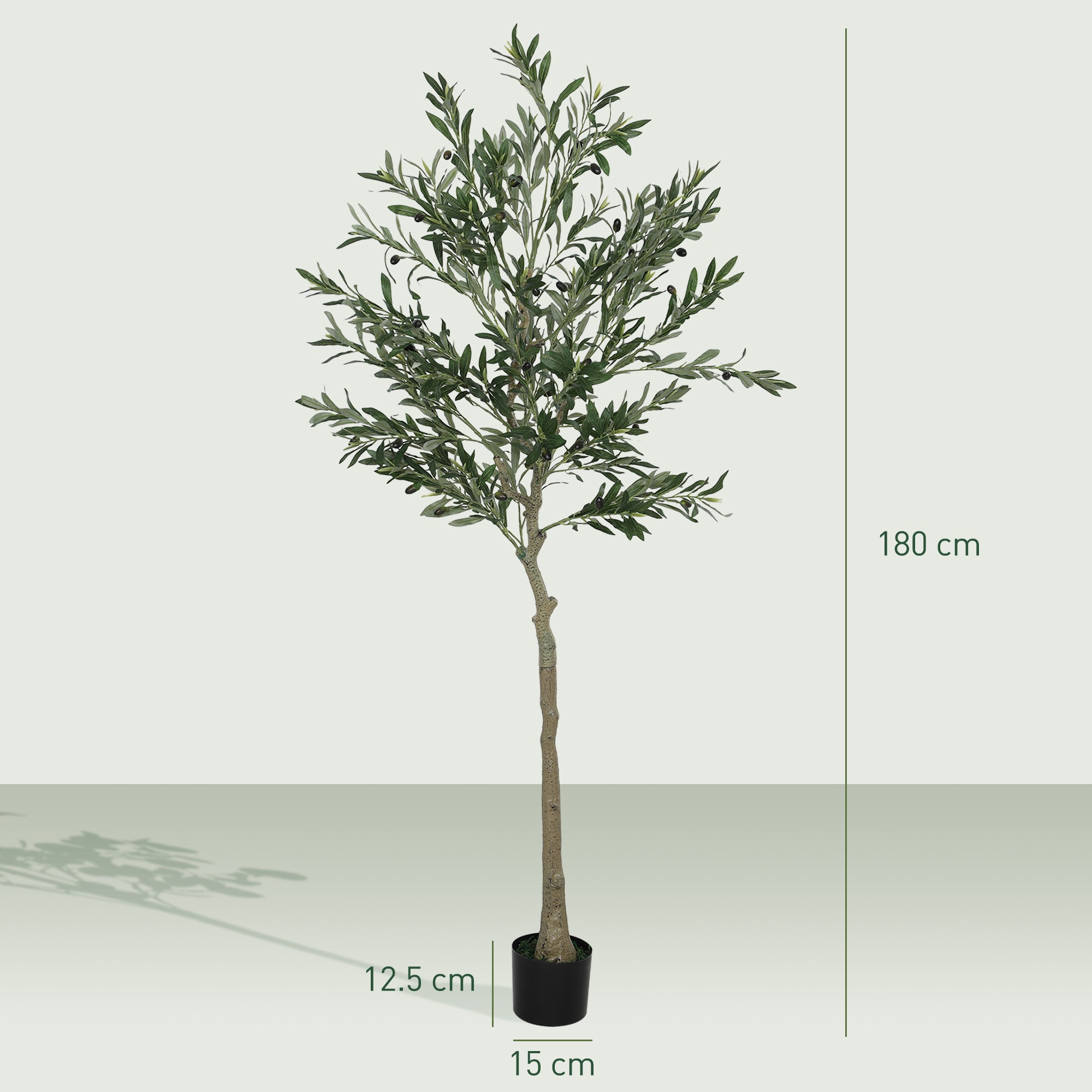 Artificial Olive Tree Large 180 cm Fake Plant, Plastic Artificial Plants Olive Tree in Pot, Artificial Tree with Cement, Artificial Moss for Living Room, Bedroom, Decor, Office