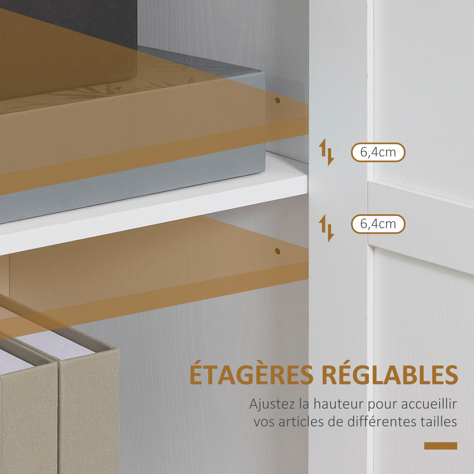 Kitchen Storage Cabinet Sideboard Buffet with 2 Doors and 2 Adjustable Shelves - White and Wood Look - 90 x 39.5 x 88 cm