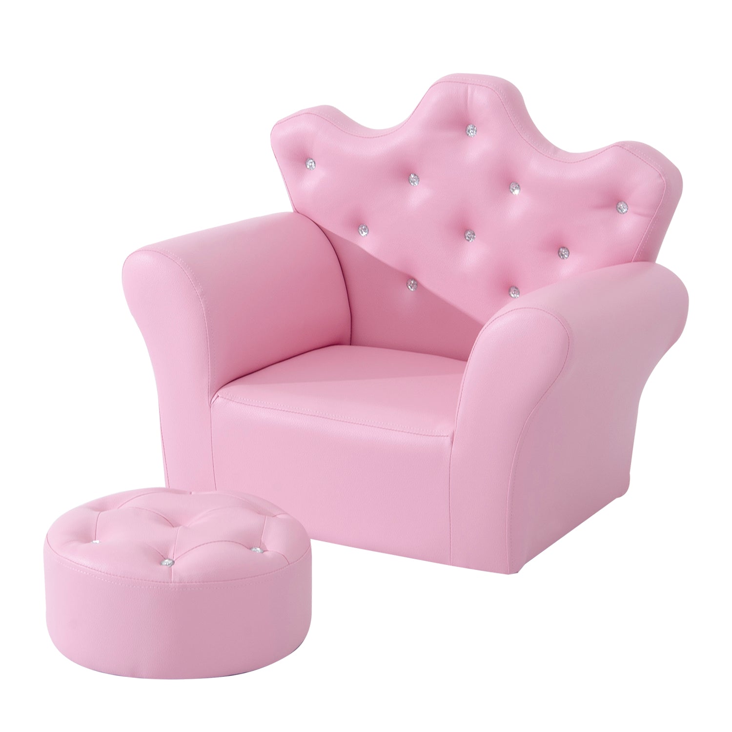 Children's Play Sofa with Ottoman, Kids Sofa Princess Play Sofa Mini Couch for Cozy Corner, Children's Room, Playroom, Bedroom, Pink