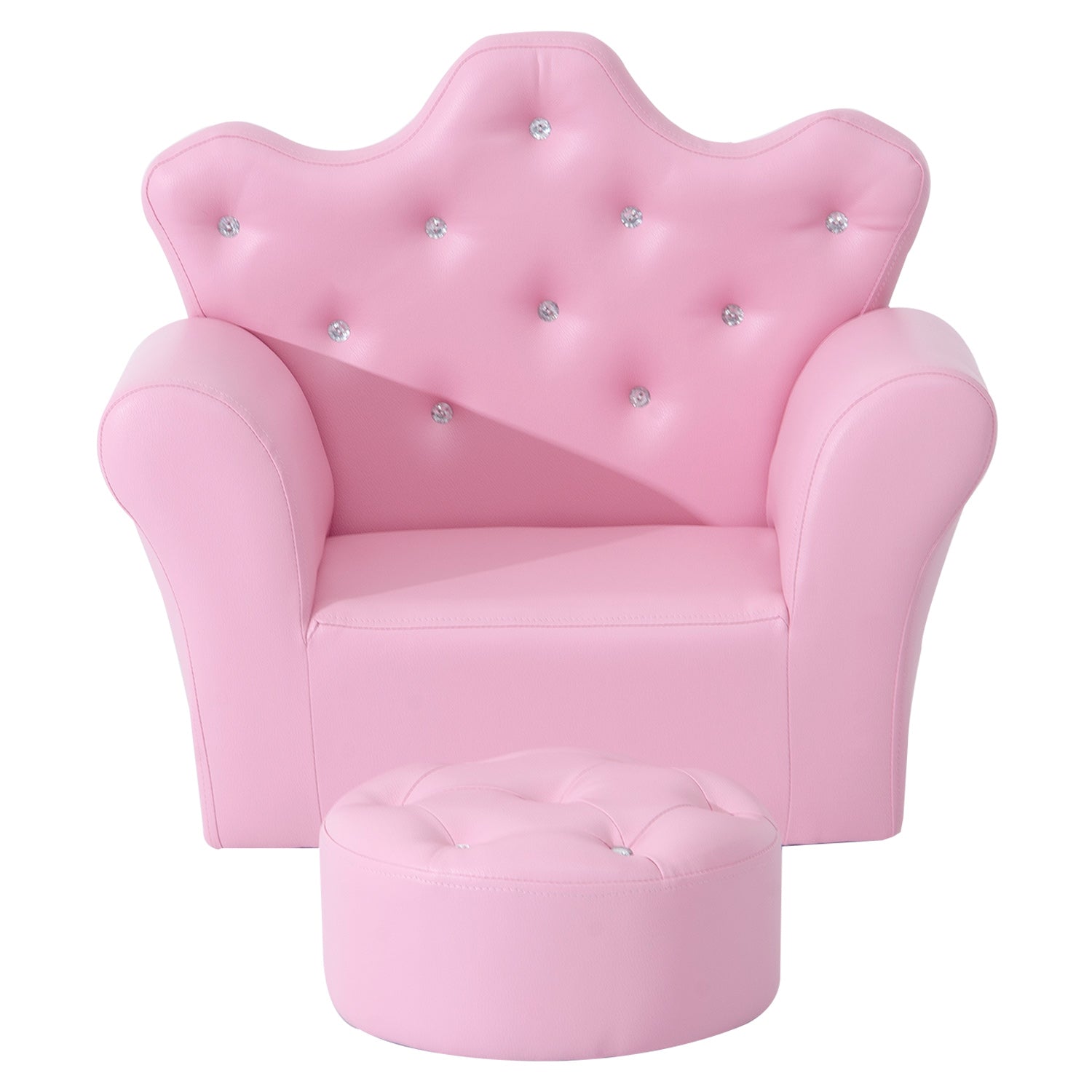 Children's Play Sofa with Ottoman, Kids Sofa Princess Play Sofa Mini Couch for Cozy Corner, Children's Room, Playroom, Bedroom, Pink