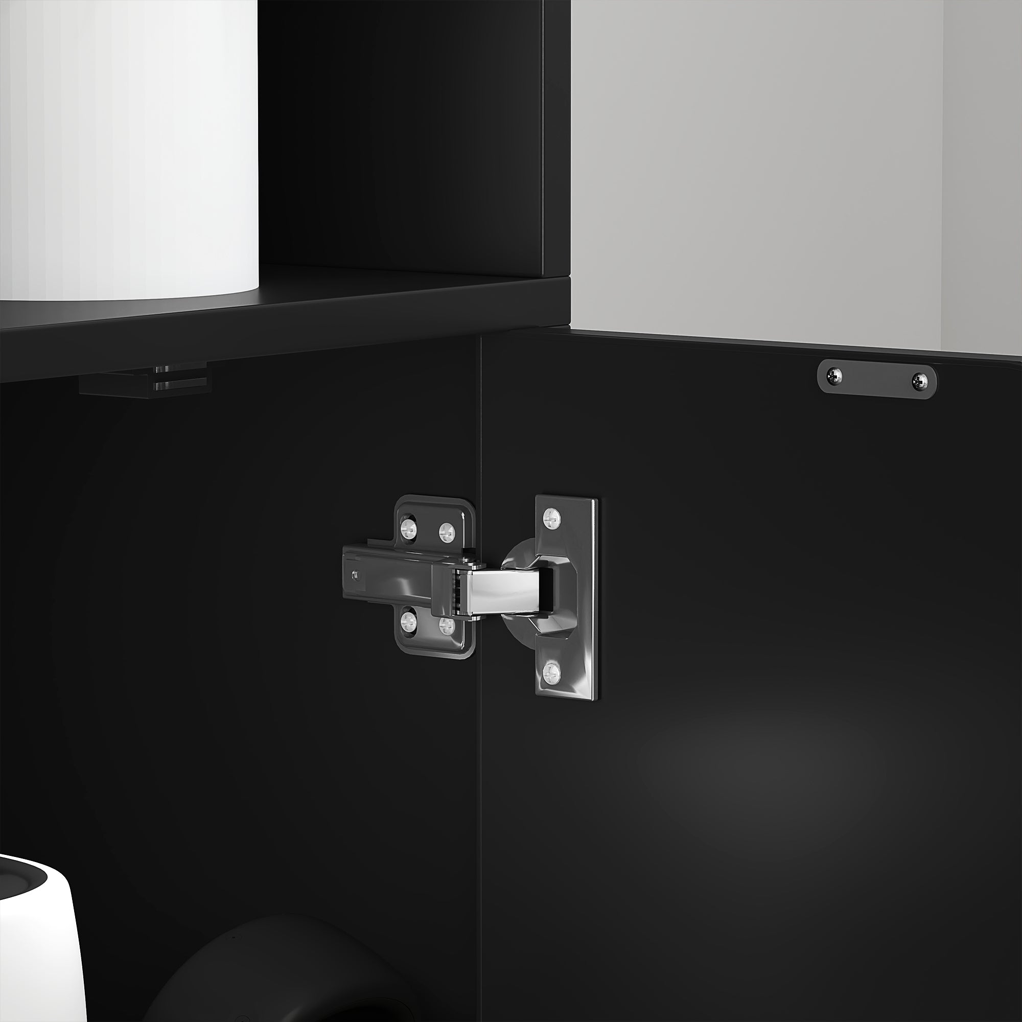 Bookcase Storage Shelf with 4 Open Compartments and 2 Doors, Storage Shelf for Living Room, Bedroom, Office, 59 x 29 x 180 cm, Black