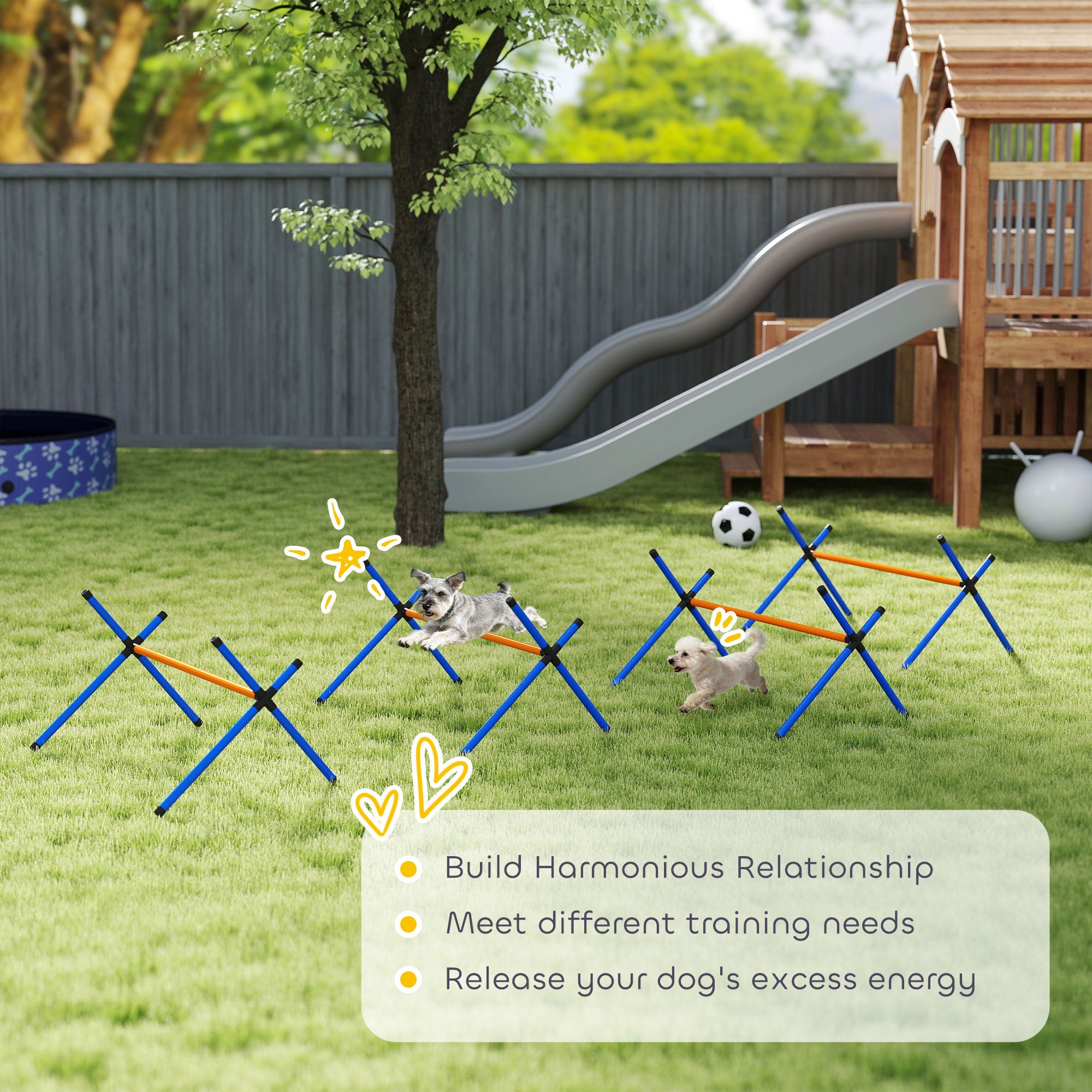 4-Piece Dog Agility Set — Adjustable Hurdles with Carry Bag, Portable Training Kit for Small Dogs
