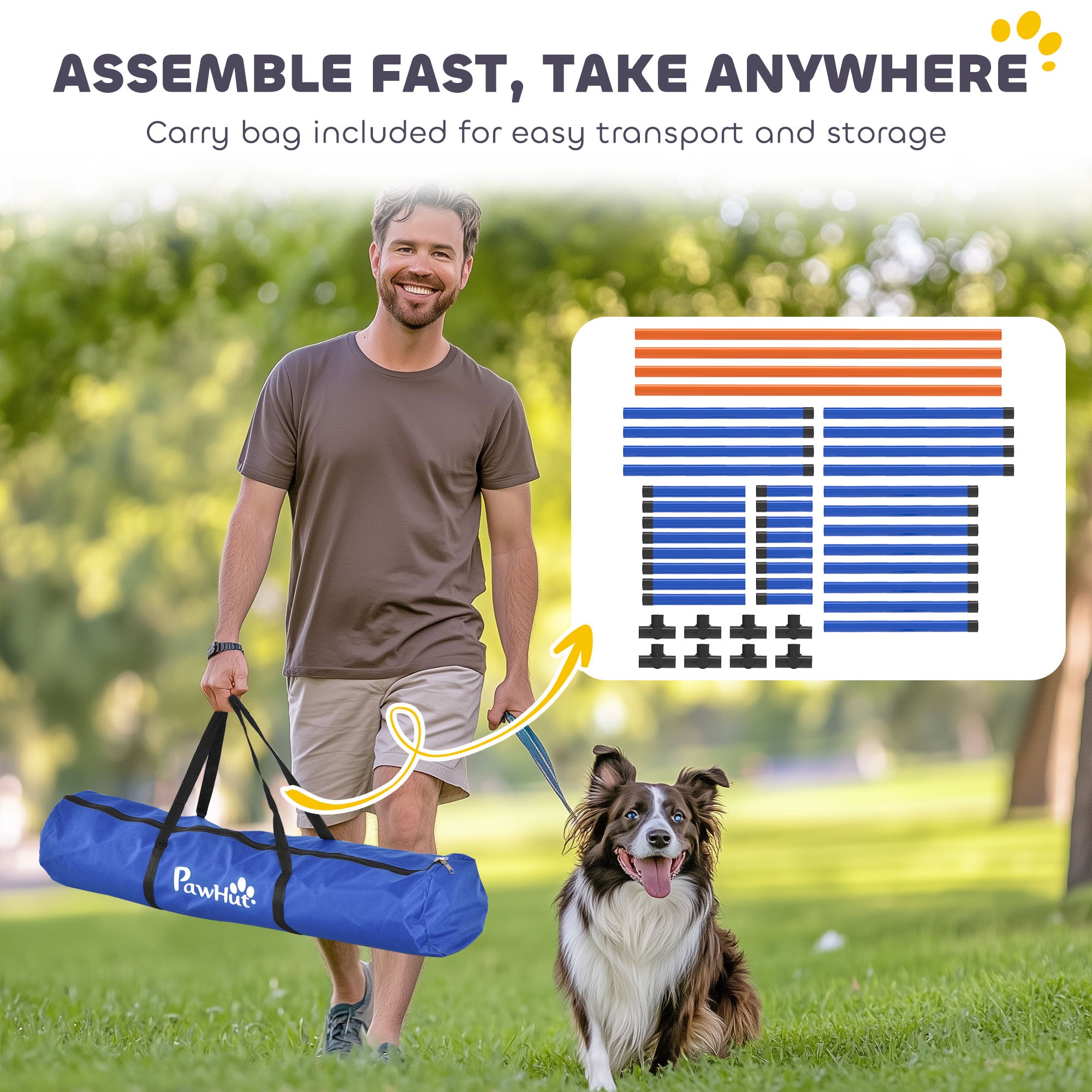 4-Piece Dog Agility Set — Adjustable Hurdles with Carry Bag, Portable Training Kit for Small Dogs