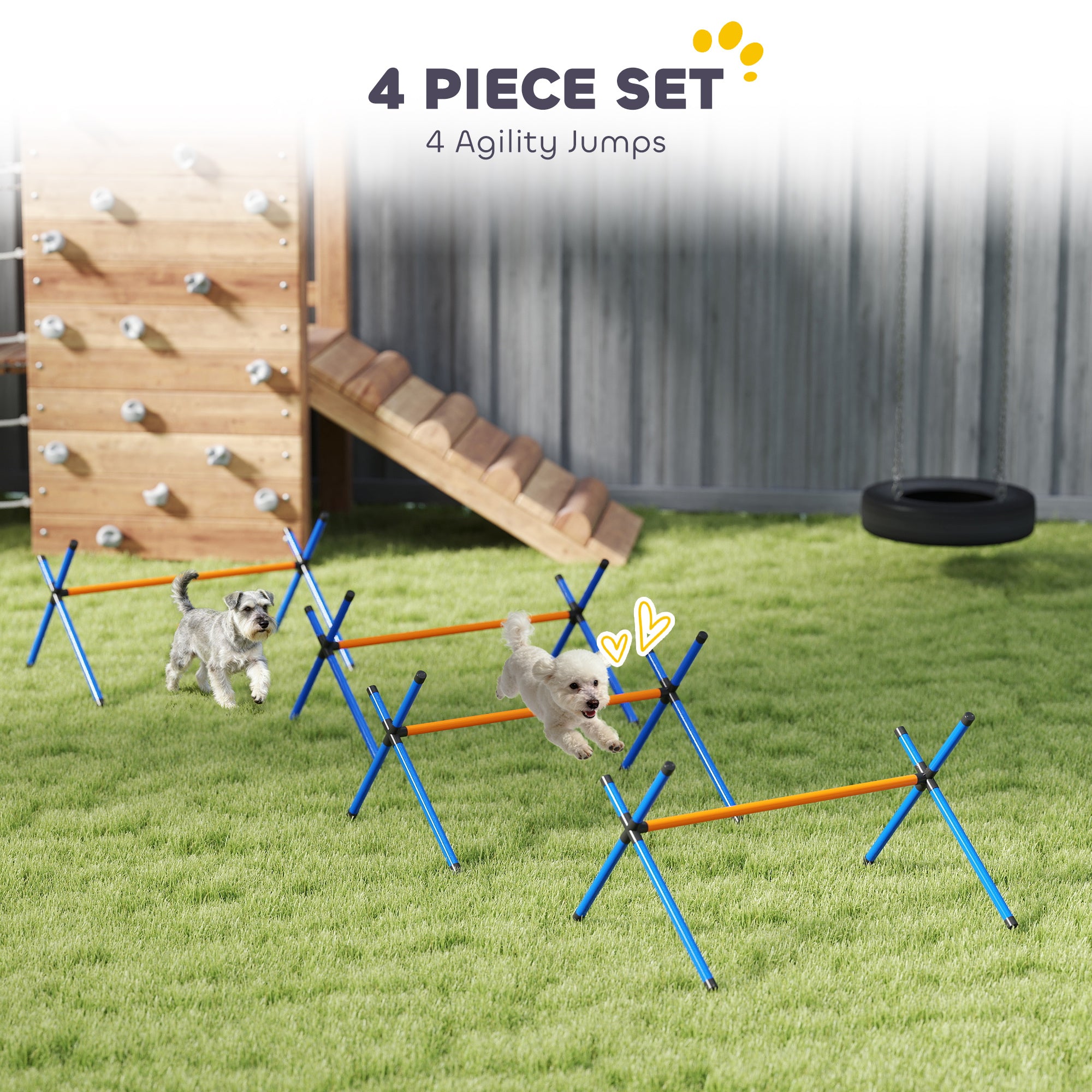 4-Piece Dog Agility Set — Adjustable Hurdles with Carry Bag, Portable Training Kit for Small Dogs