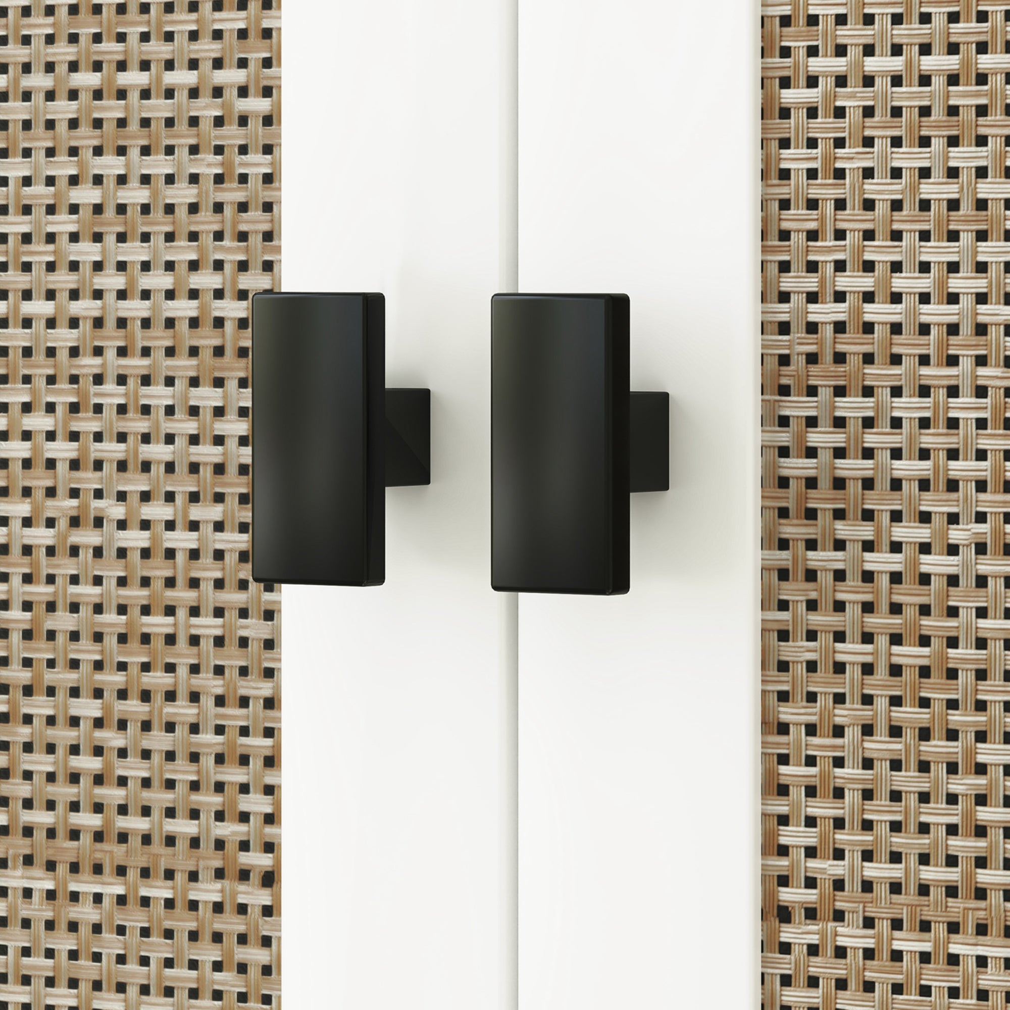 Bathroom Sink Cabinet with Pedestal Stand with 2 PE Rattan Doors 2 Shelves and Anti-overturn System for Bathroom 60x30x60 cm White