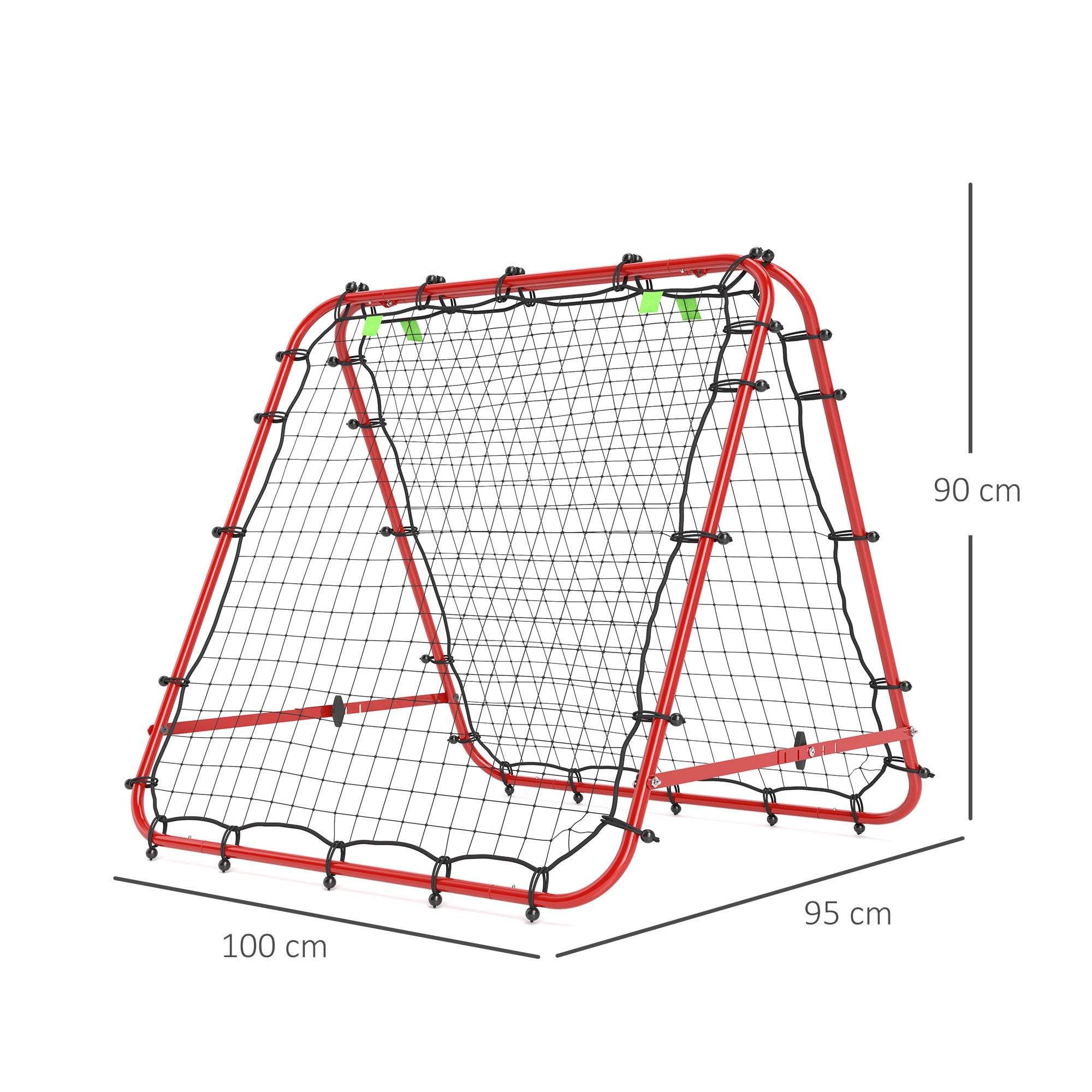 Rebounder for Soccer, Adjustable Bounce Back Wall with 5 Angle Positions and Rebound Net, 100 x 95cm Kickback Goal Soccer Goal for Teens, Rebound Wall for Handball Training, Red
