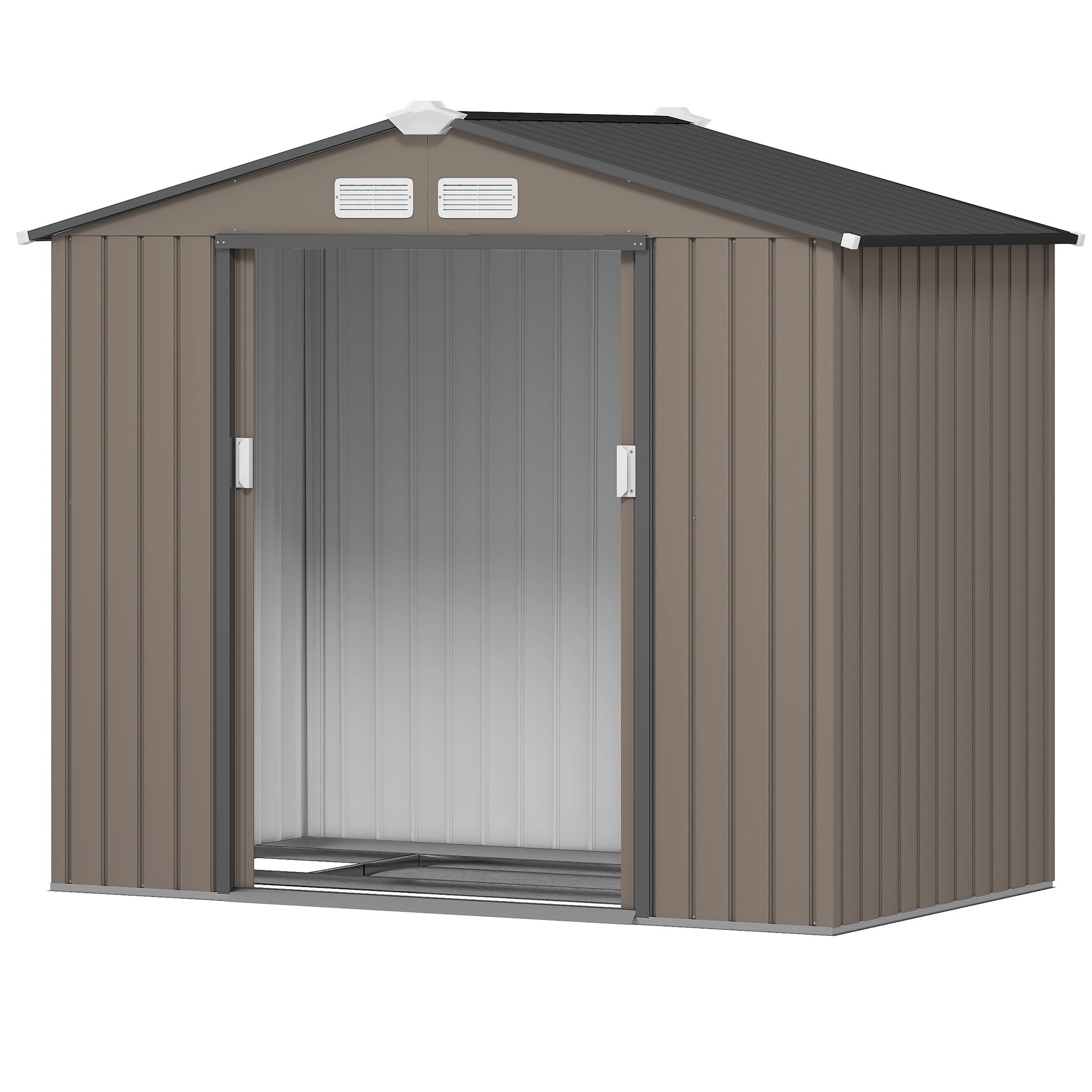Metal Storage Shed 2.5m² - Storage Shed with Foundation - Lockable Door - Dimensions 213L x 130W x 185H cm - Brown Steel Sheet
