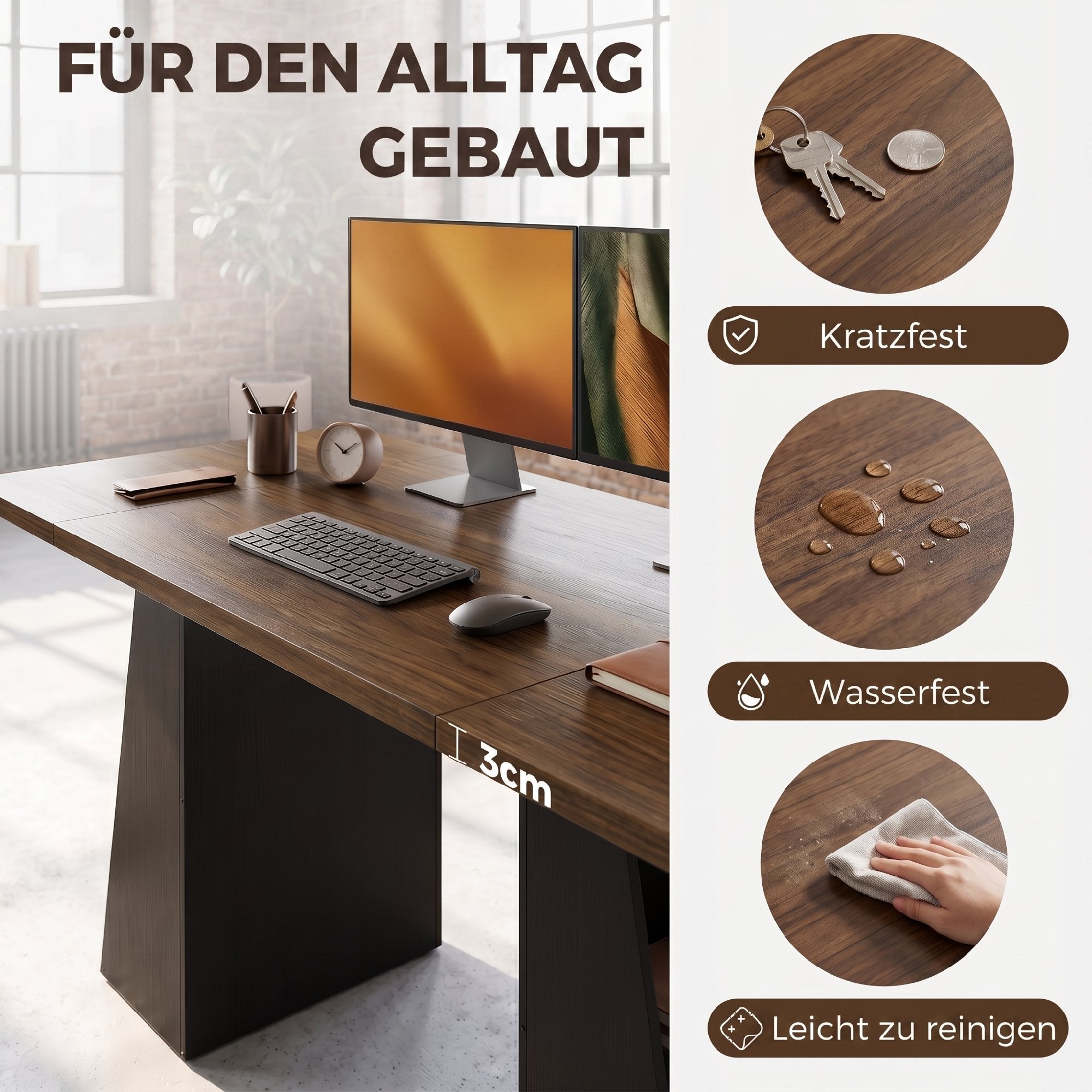 55.1 in (140 cm) Computer Desk with 4 Open Shelves & Trapezoid Metal Frame — Brown Woodgrain / Black