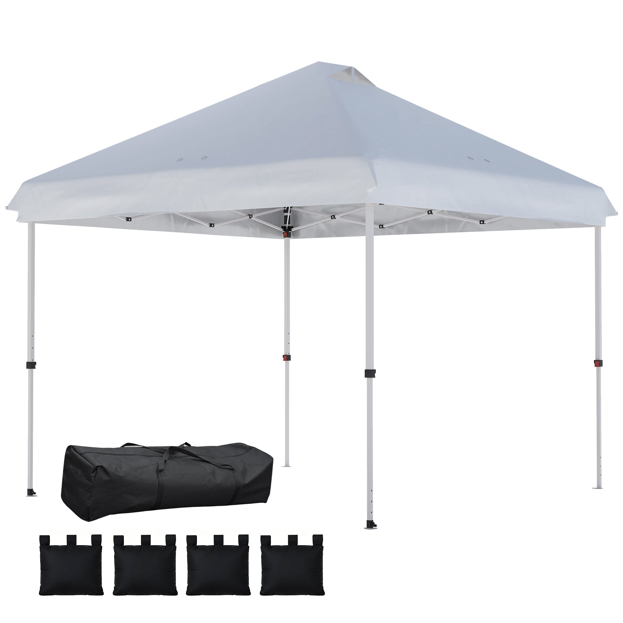 10' x 10' Waterproof Pop-Up Canopy — UV50+ Height-Adjustable Garden Gazebo with Carry Bag & Sandbags, White