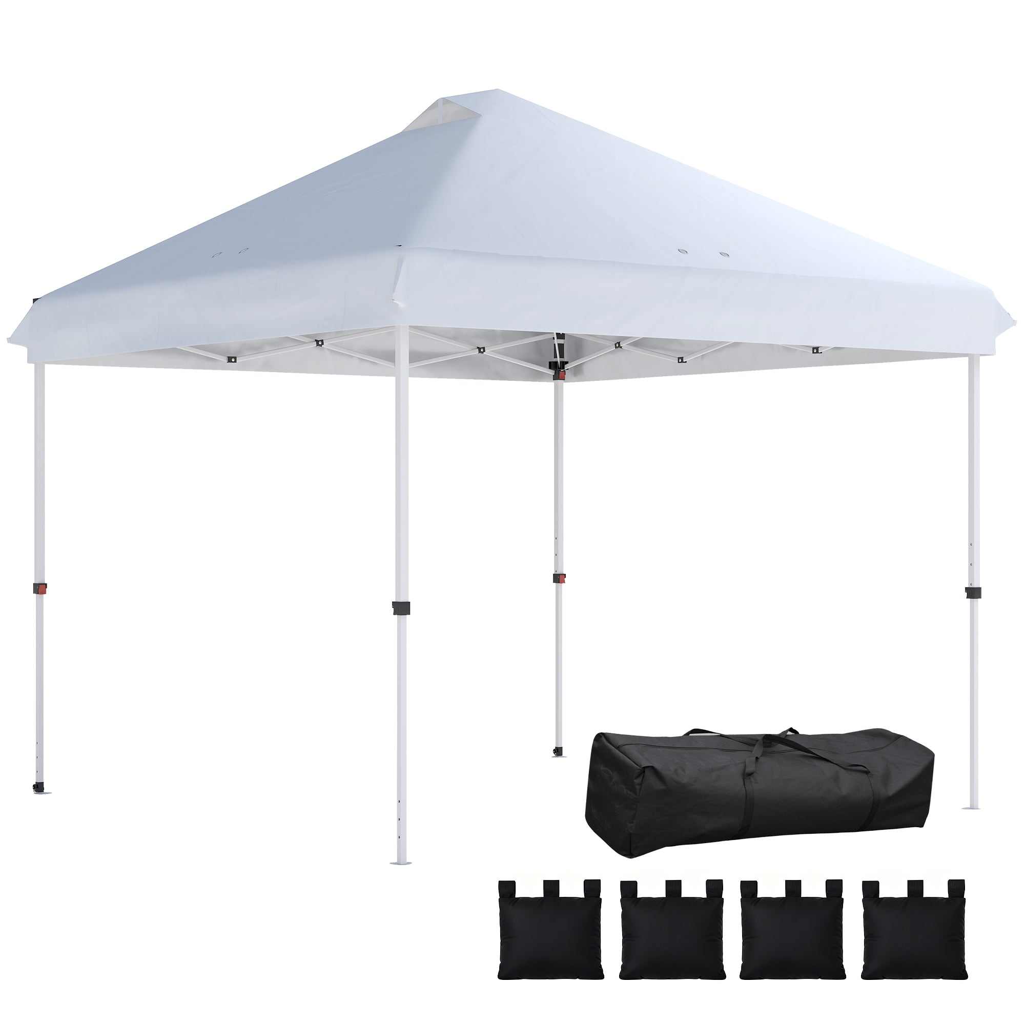 10' x 10' Waterproof Pop-Up Canopy — UV50+ Height-Adjustable Garden Gazebo with Carry Bag & Sandbags, White