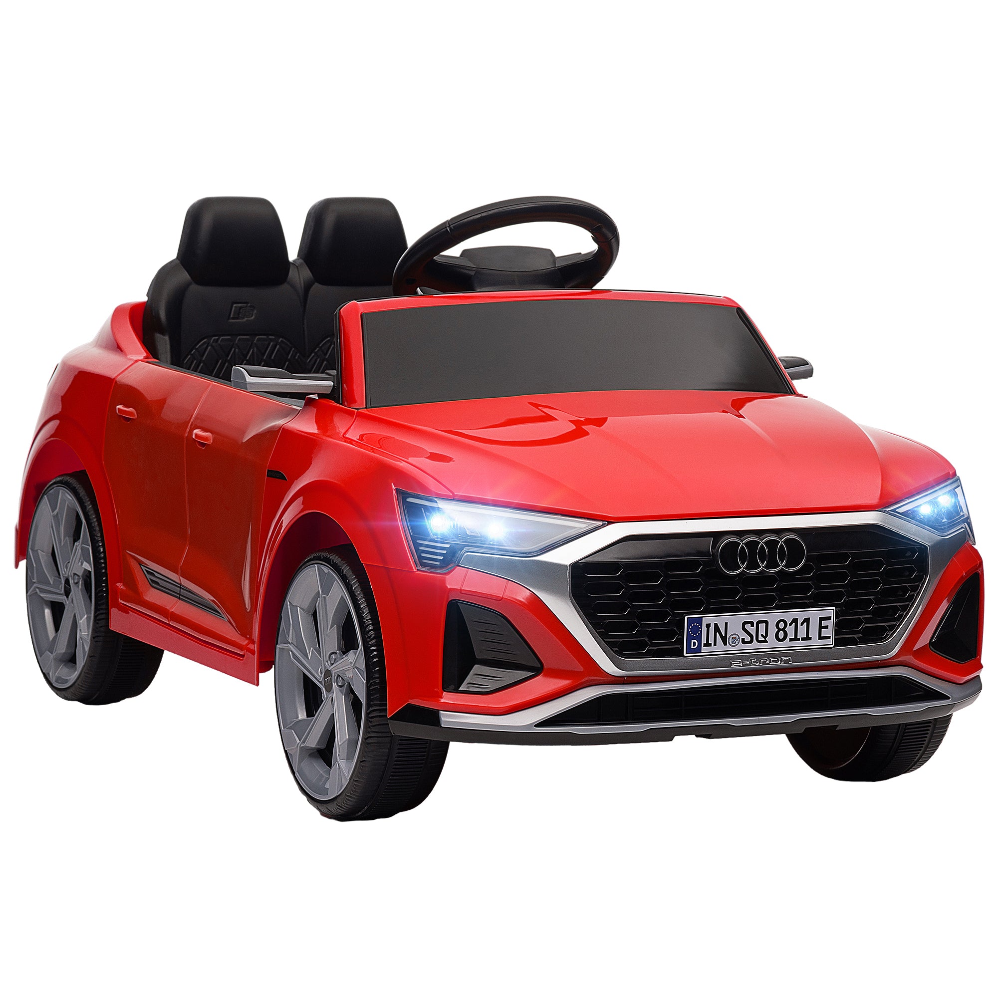 Electric Car for Kids +3 Years Audi Q8 etron Sportback 12V Battery Remote Control Spring Suspension Wheels Headlights Horn and Music Red