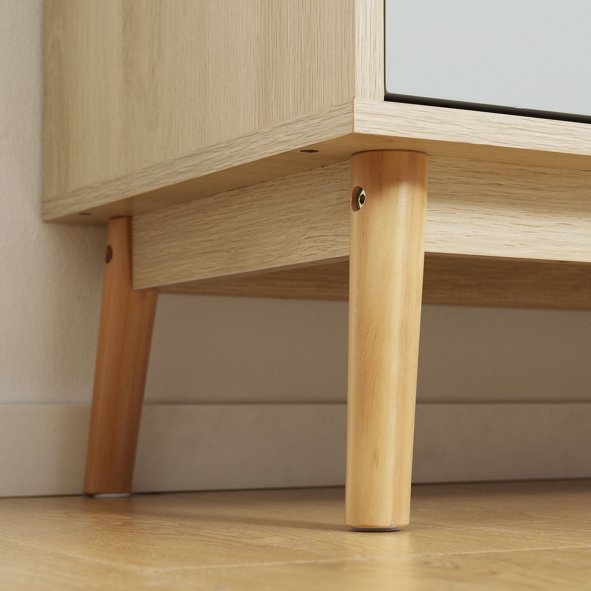 Sideboard Storage Cabinet with 2 Closed Cabinets and 2 Drawers Raised Pine Wood Legs for Kitchen Bedroom Entryway 100x40x79.5 cm Multicolor