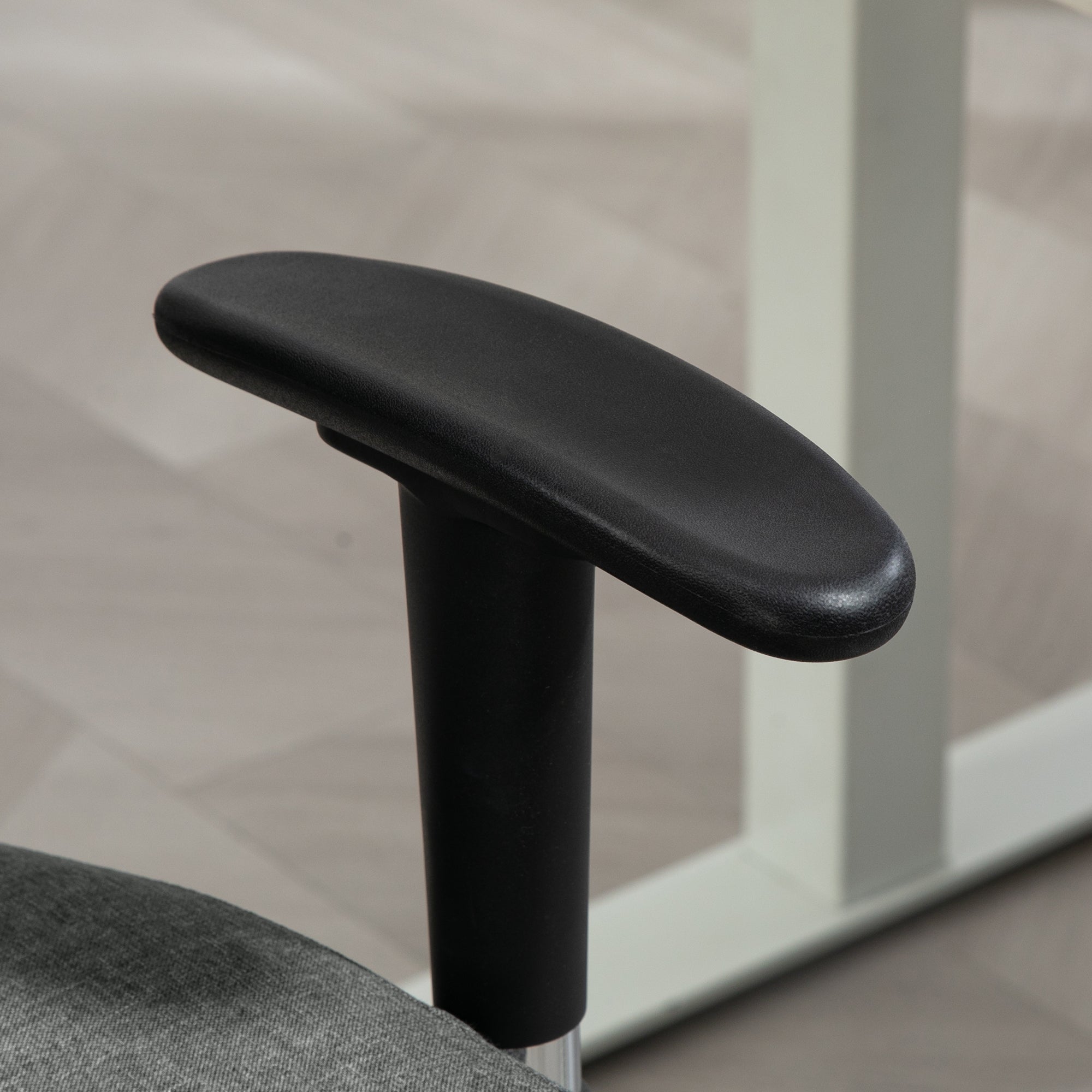 Office Chair High Stool with Adjustable Seat, Armrests, dim. 60W x 57D x 97-119H cm on Wheels, Gray