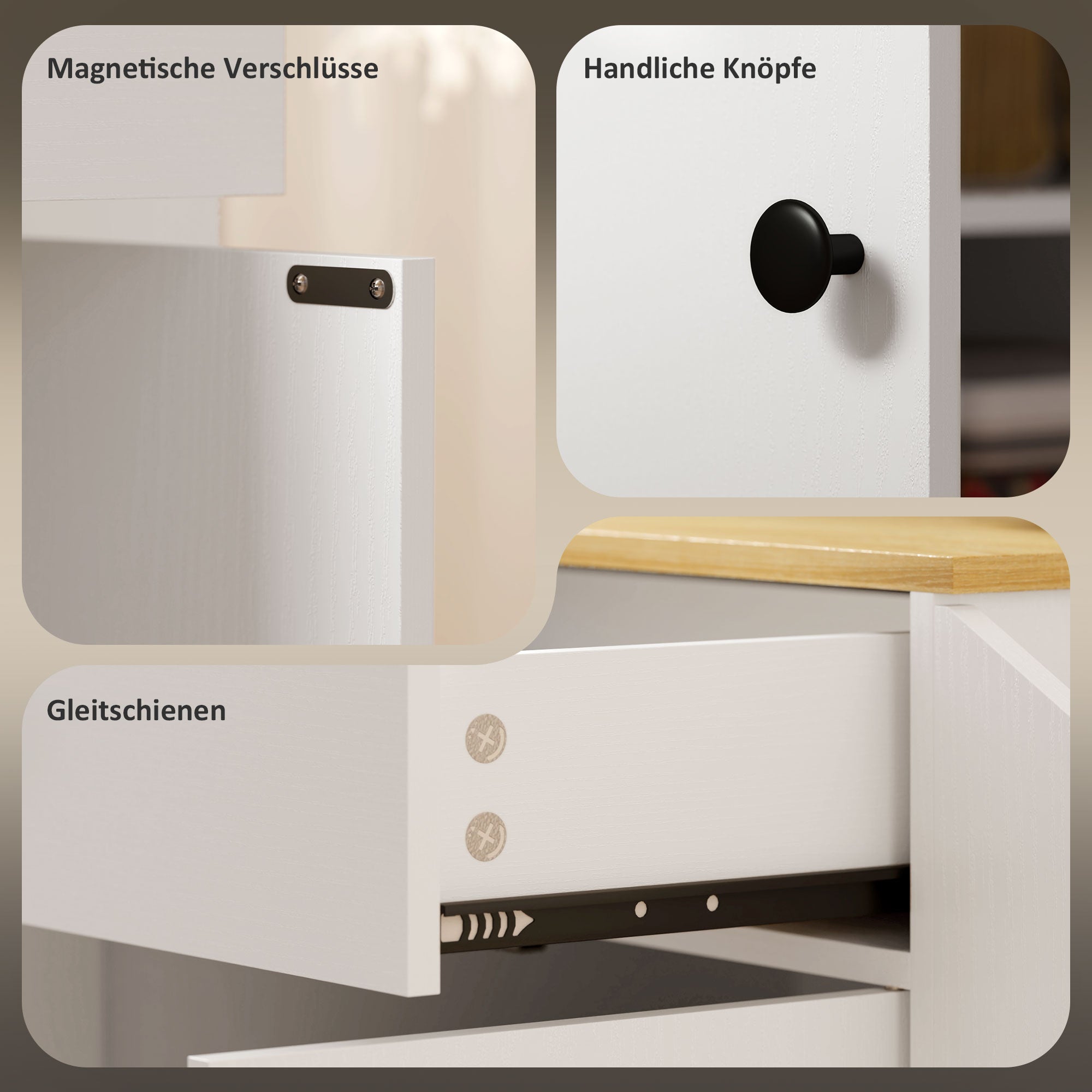 Kitchen Island Kitchen Trolley on Wheels with Worktop, Kitchen Cabinet with Drawer, Spice Rack, Shelf, Towel Holder, Serving Trolley Cart for Kitchen and Dining Room 82 x 38 x 86.5 cm White