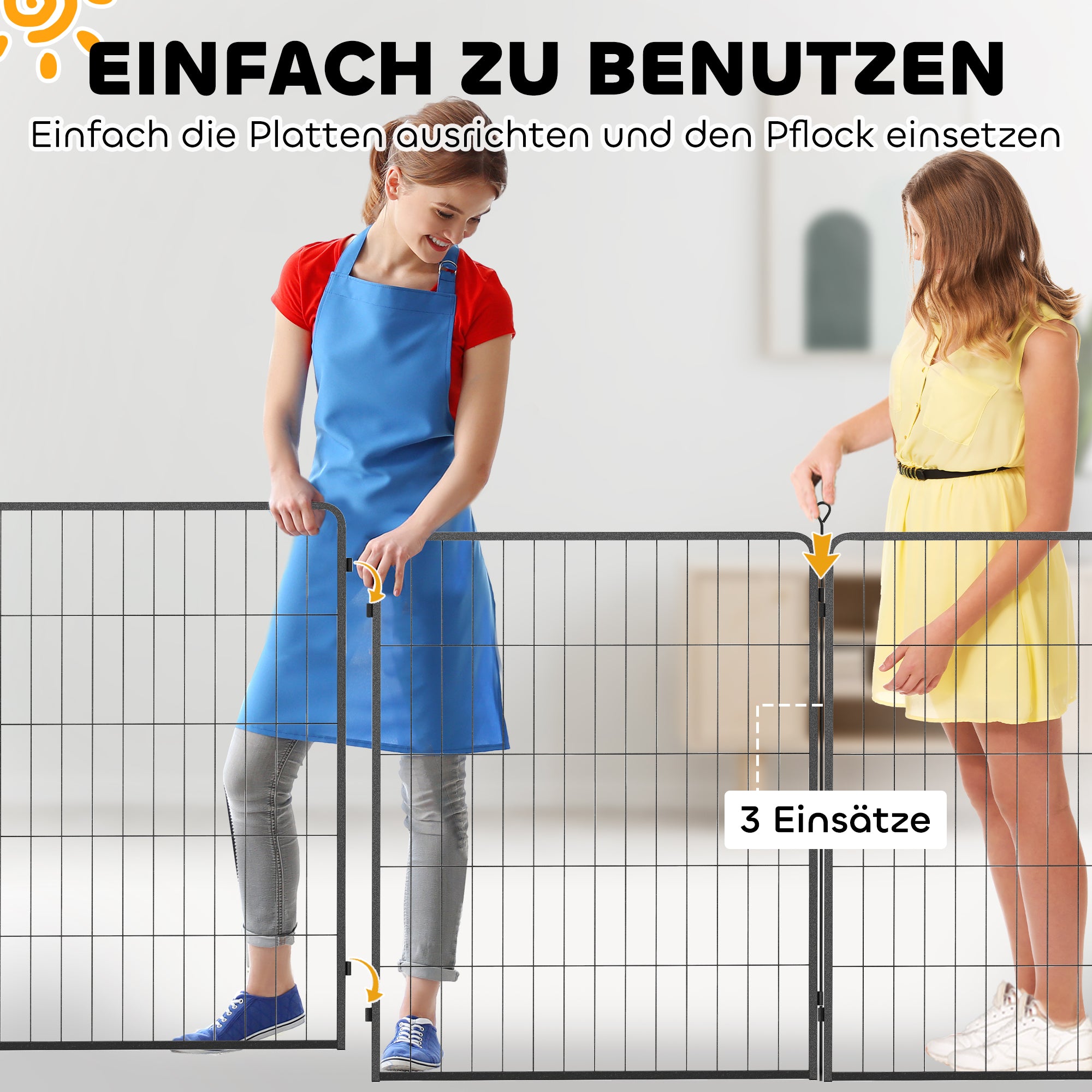 2-Piece Set Expansion 2 Dog Fence Panels for Outdoor Enclosure, 80 x 100 cm Steel Puppy Pen for Small to Large Dogs Gray