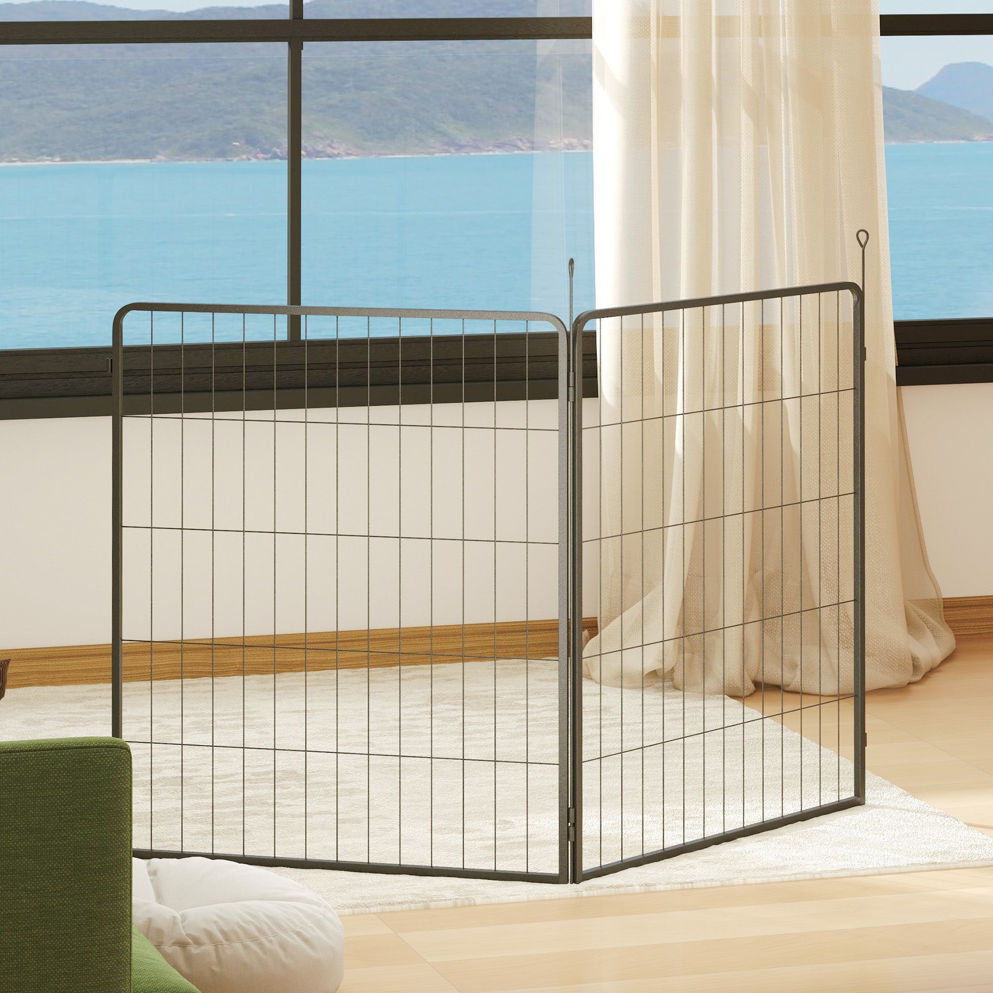 2-Piece Set Expansion 2 Dog Fence Panels for Outdoor Enclosure, 80 x 100 cm Steel Puppy Pen for Small to Large Dogs Gray