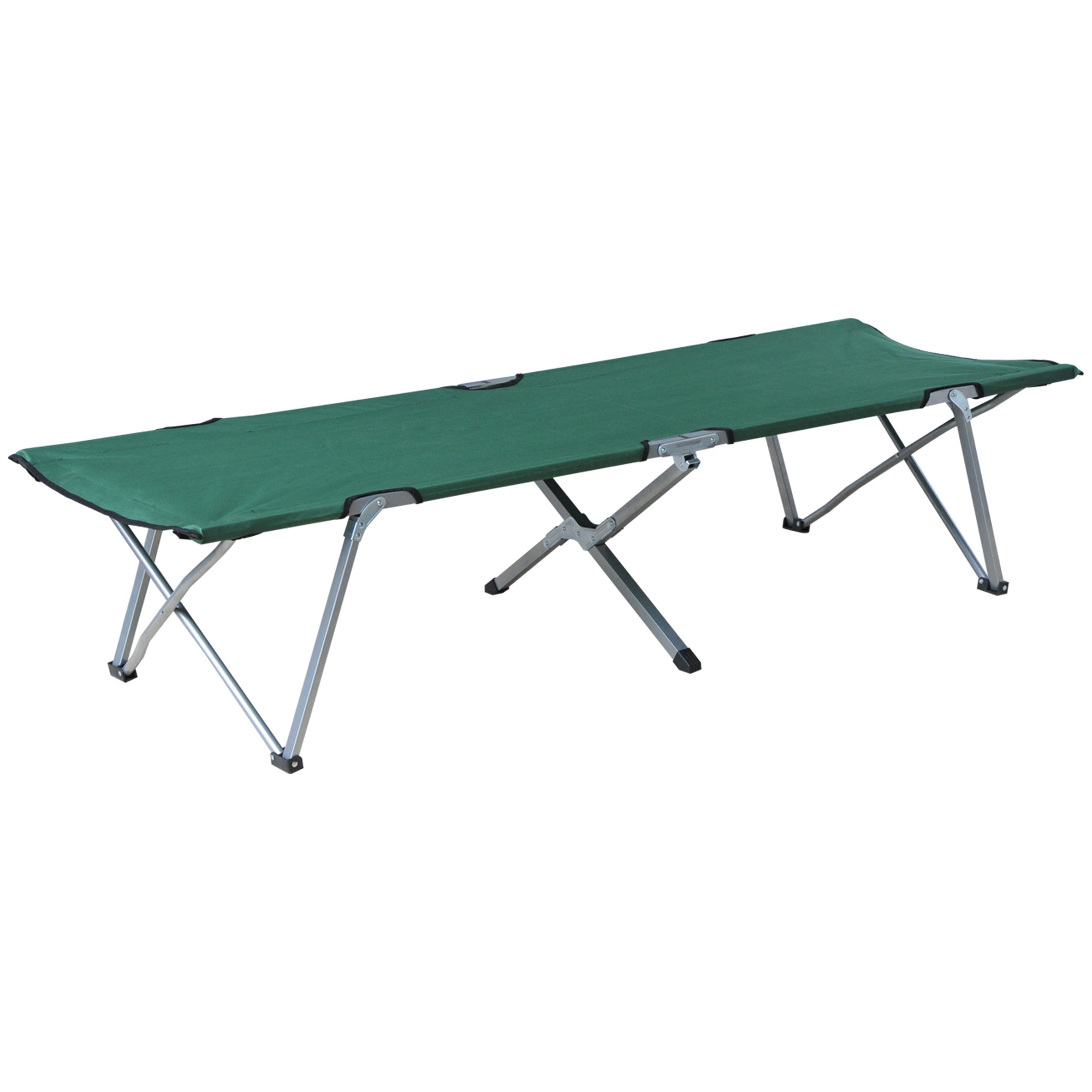 Foldable Camping Bed Camping Cot with Metal Frame 136 kg Capacity for Beach Hiking 193x64x40 cm Green