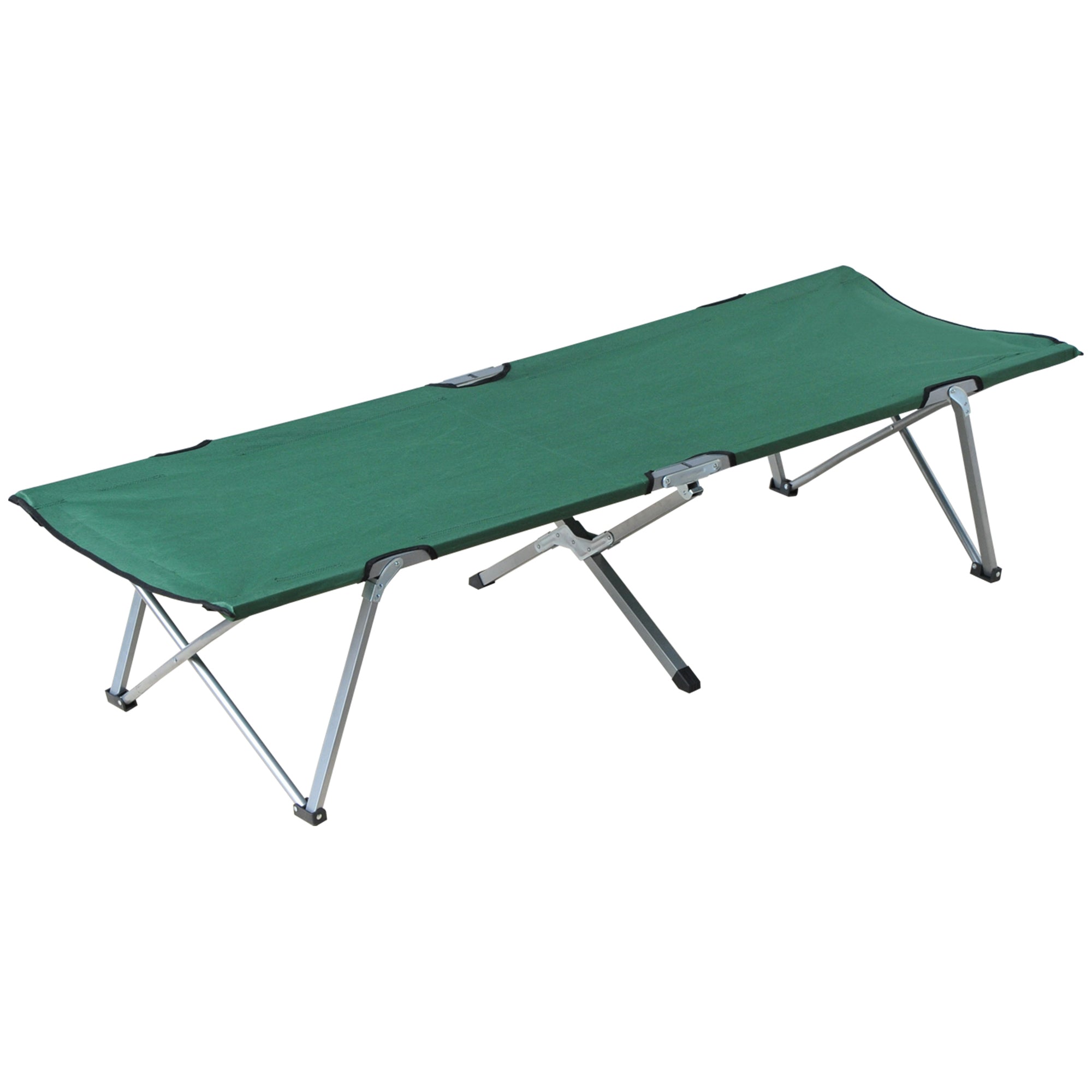 Foldable Camping Bed Camping Cot with Metal Frame 136 kg Capacity for Beach Hiking 193x64x40 cm Green