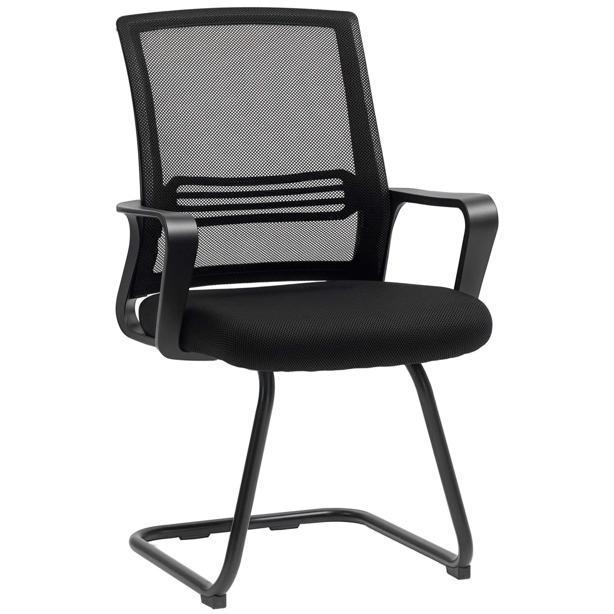 Mesh Office Chair, Ergonomic Meeting Chair with Sled Base, for Conference Room, Bedroom, Waiting Area, Reception, Black