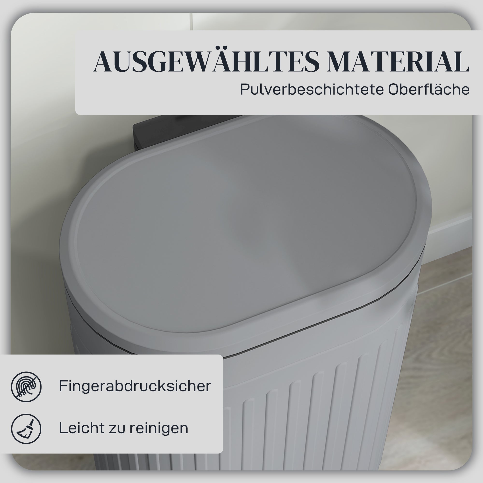 30 L Pedal Bin with Removable Inner Bucket and Soft-Close Lid, Gray — 36.5 x 31.2 x 60.8 cm (14.4 x 12.3 x 23.9 in)
