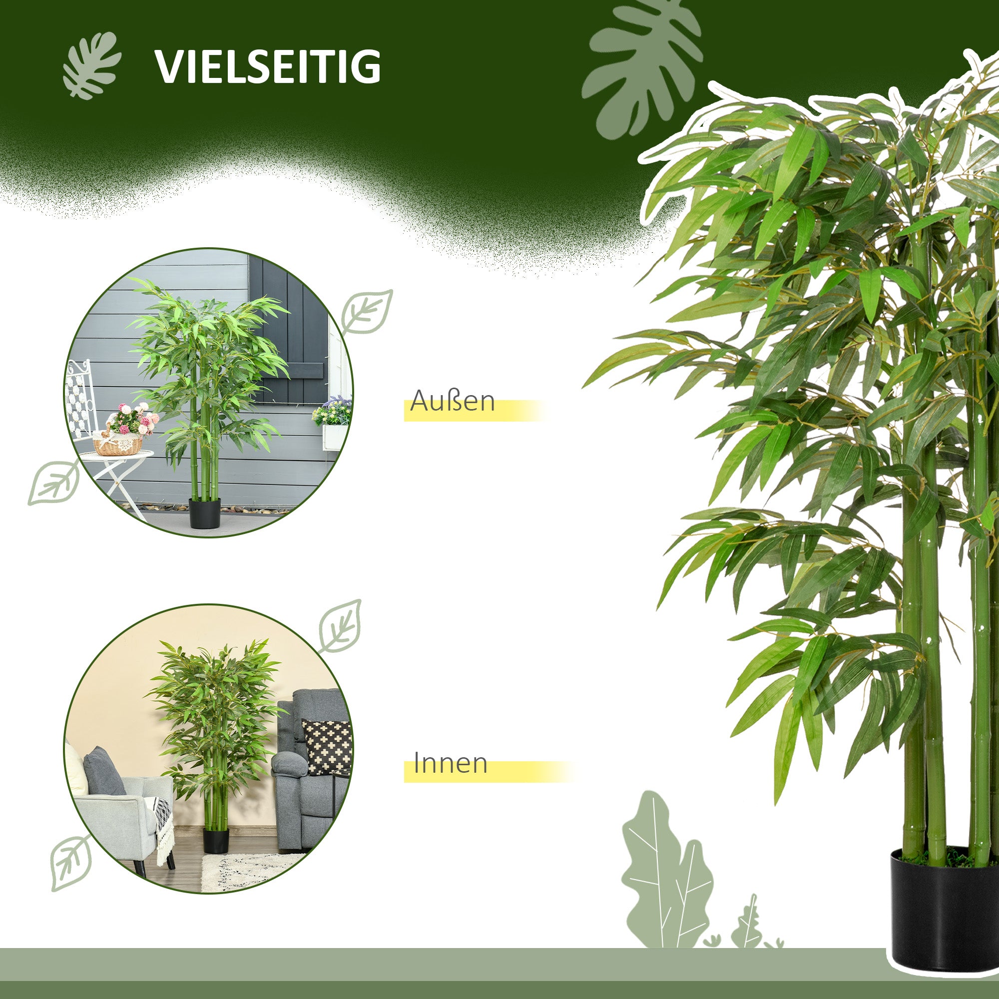 Artificial Bamboo Tree Large 140 cm Artificial Plant, Plastic Fake Plants in Pot, Artificial Bamboo with 780 Leaves like Real for Living Room Bedroom Office Garden Modern Decoration