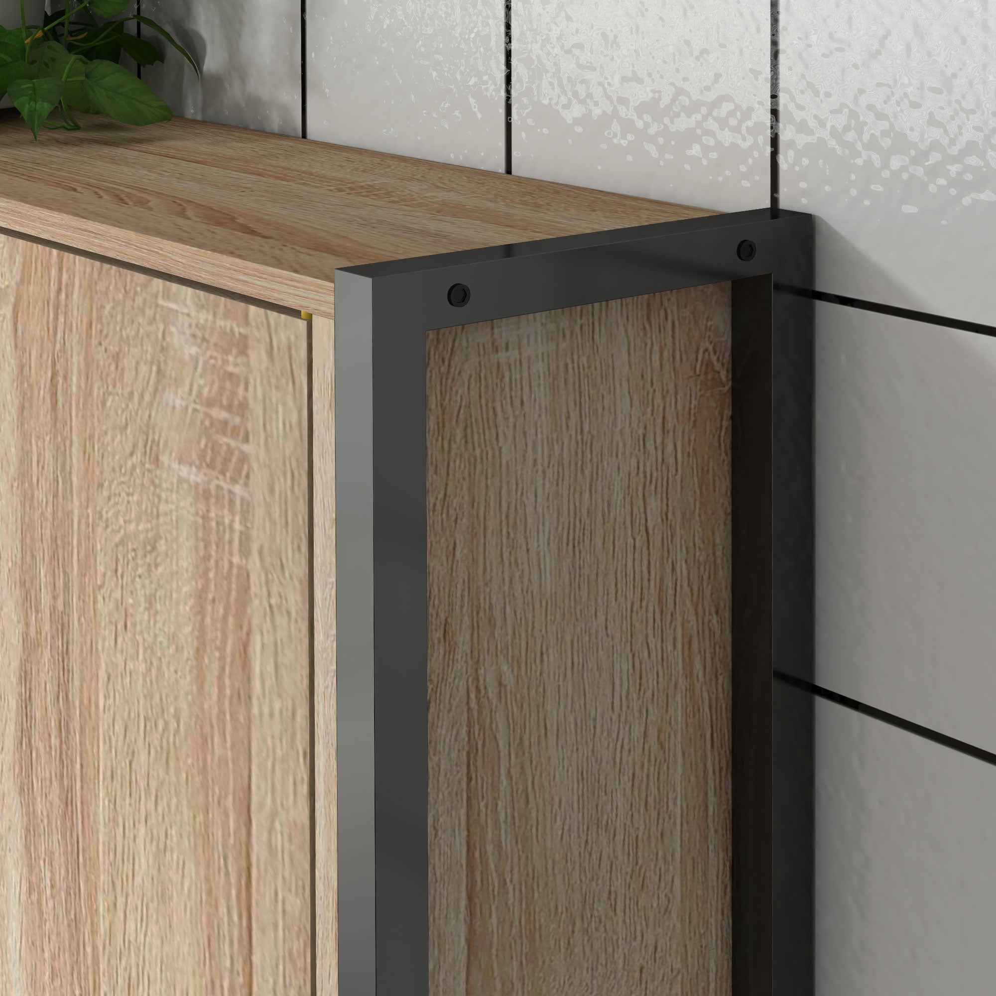 Toilet Shelf Bathroom Cabinet Over Toilet WC with 2 Doors Cupboard and Open Shelf 64L x 19W x 178H cm Oak and Black