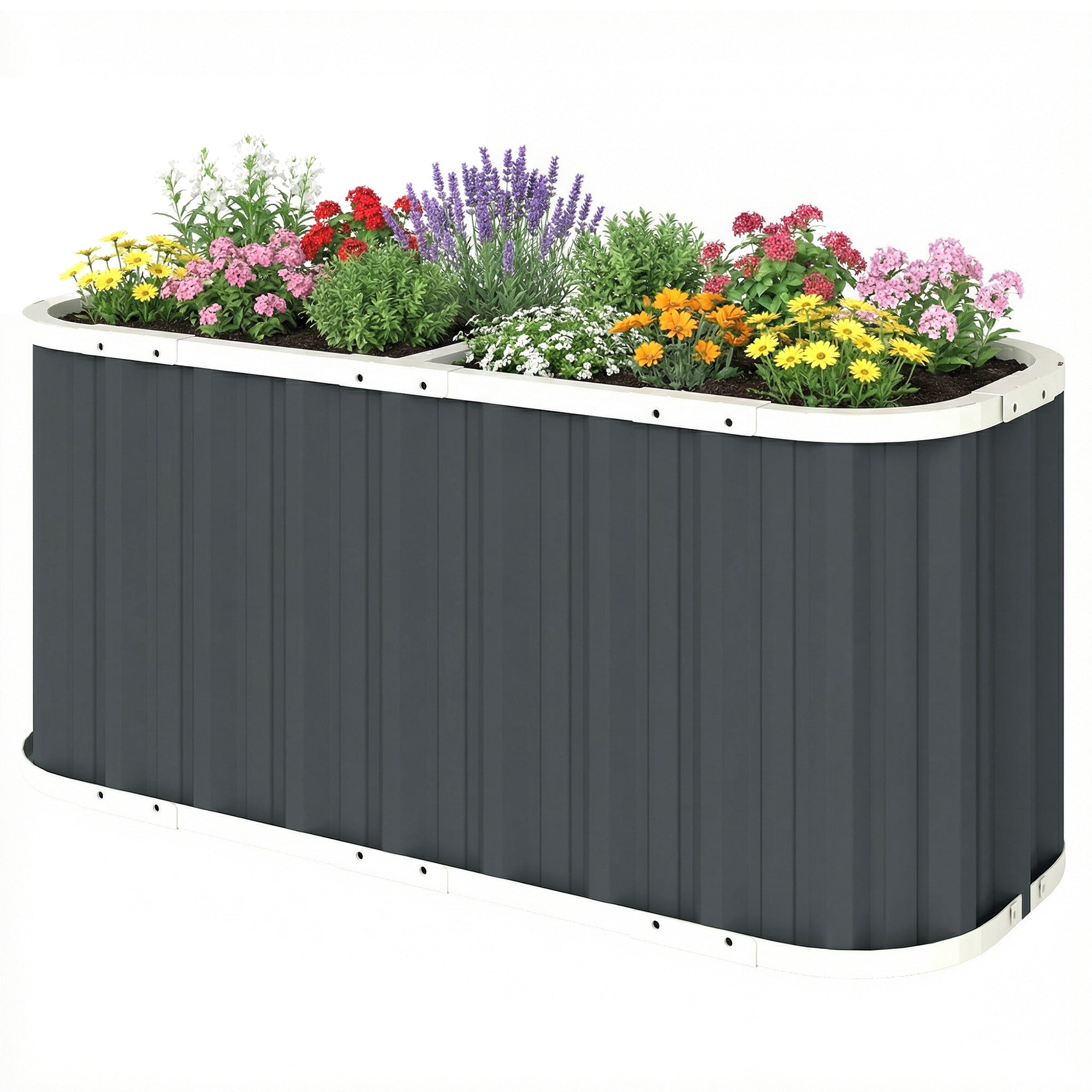 Galvanized Steel Raised Garden Bed, 53.5 x 20.9 x 24 in — Deep Planter with Safety Edges, Plant Labels & Gloves, Open-Bottom Herb & Vegetable Box, Easy Assembly