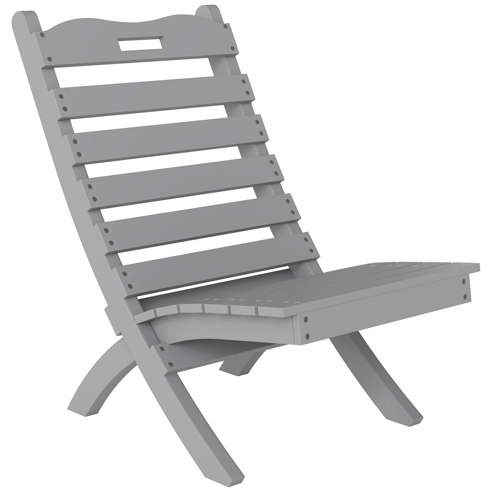Wooden Garden Chair Outdoor Chair with Slatted Design and Inclined Backrest Load 120 kg for Balcony Patio Terrace 78x48x76 cm Gray