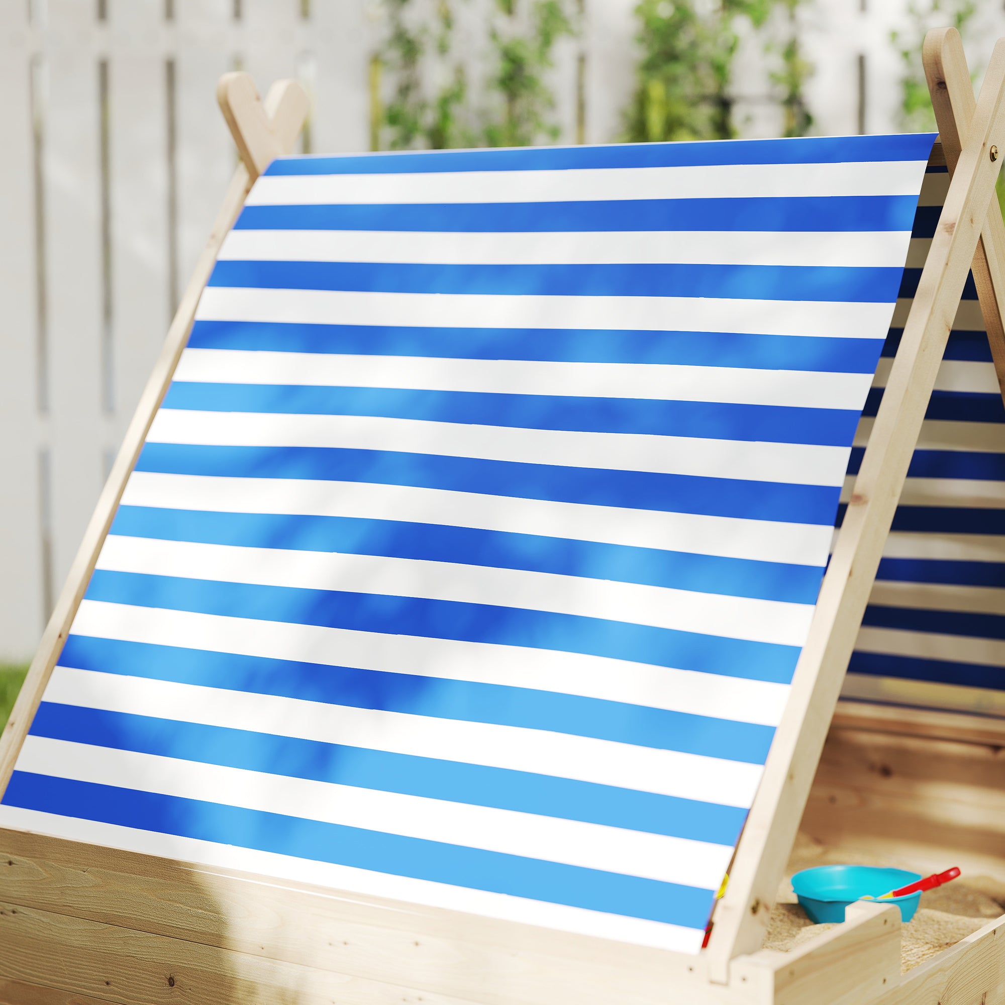 Sandbox with Cover 120 x 120 cm Made of Solid Wood Impregnated Children's Sandbox with Tent Roof Ground Fleece, Sandbox for Outdoor Terrace Balcony Garden