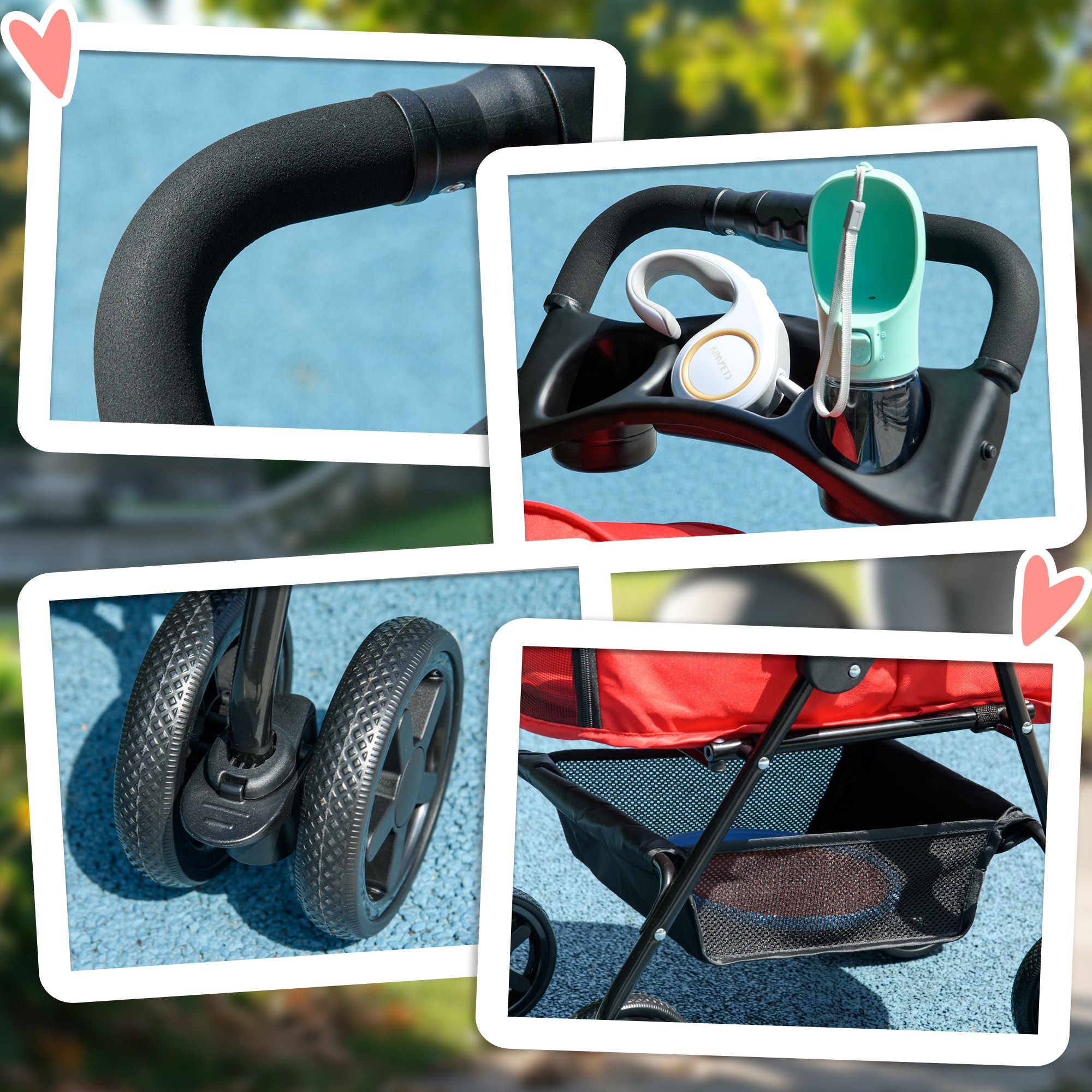 Pet Stroller Dog Buggy with Folding Function Pet Stroller for Small Dogs and Cats Pet Carriage Cat Buggy Oxford Red 67 x 45 x 96 cm