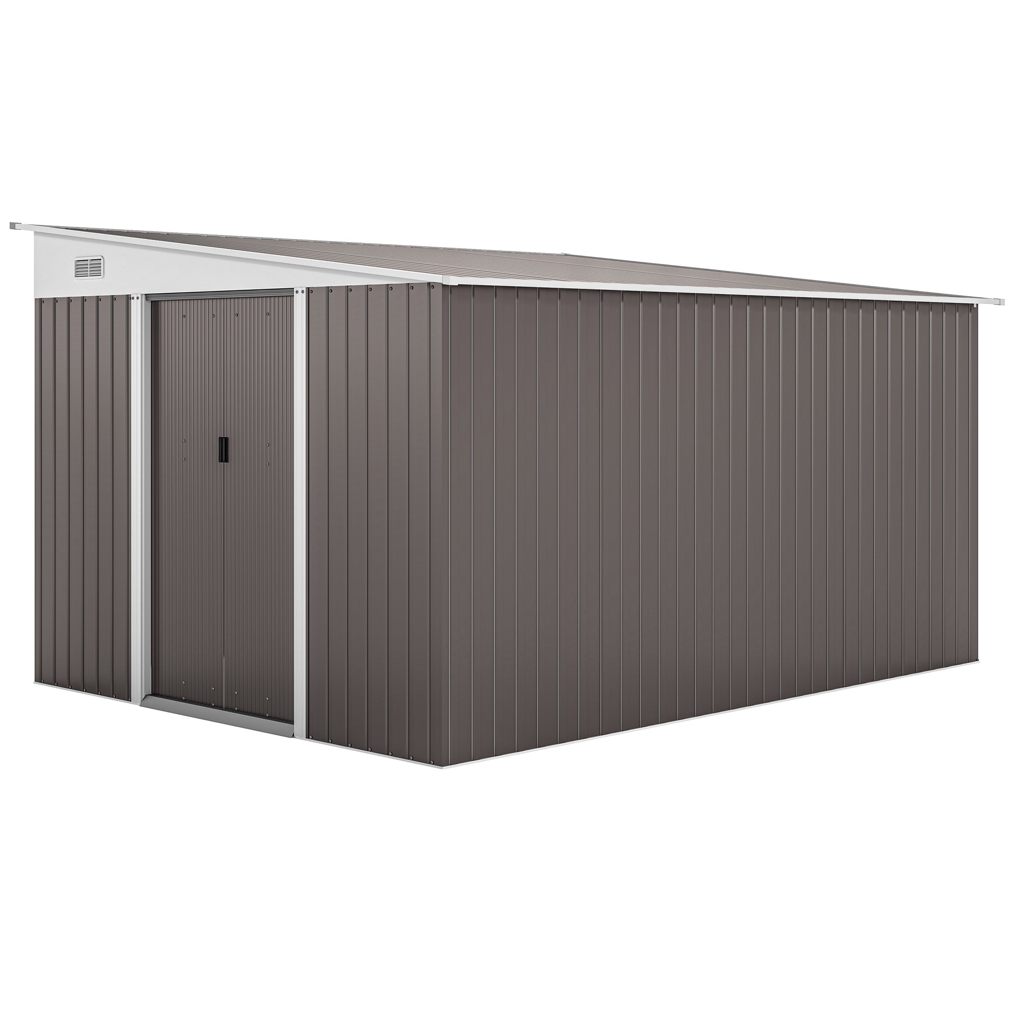 Metal Shed 19.4m³ 280x345x201cm Tool Shed with Mono-Pitched Roof Sliding Door Weatherproof Garden House Outdoor Cabinet Shed for Backyard Outdoor Area Garden Anthracite, Gray