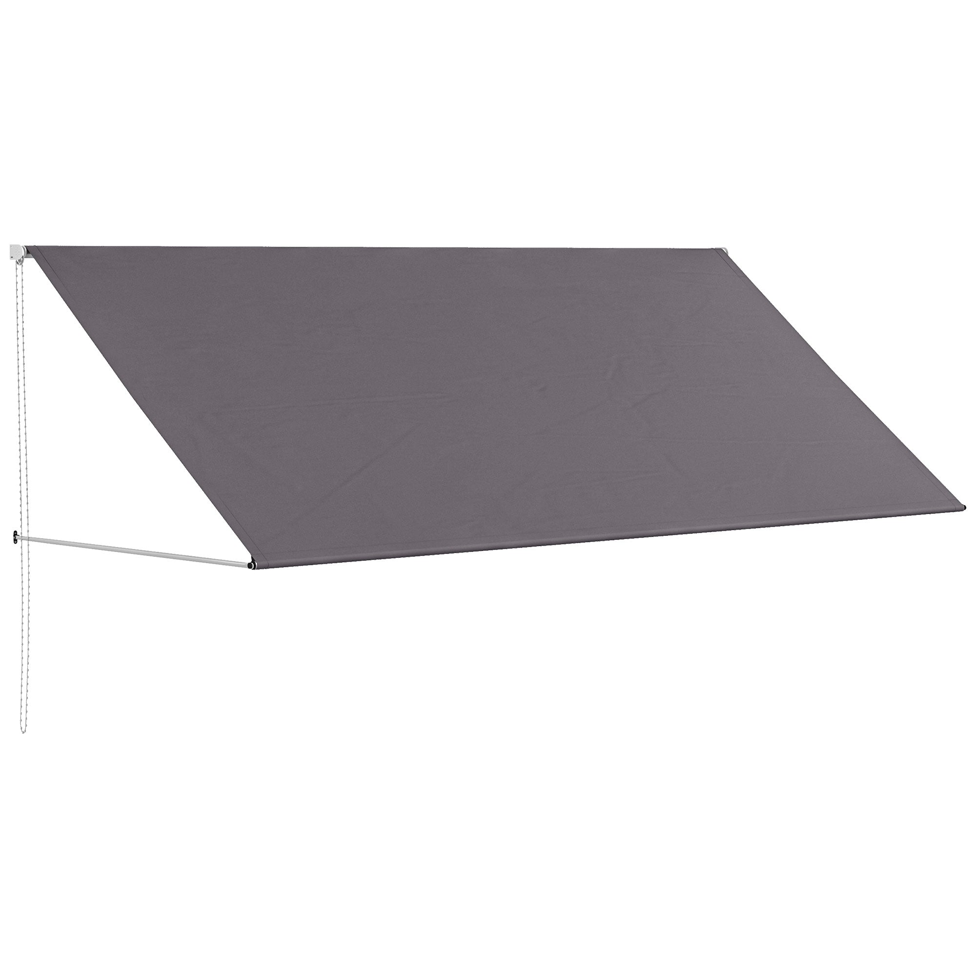Manual Retractable Awning Canopy with Adjustable Tilt 300 x 120 cm UV Protection Aluminum Polyester Dark Gray