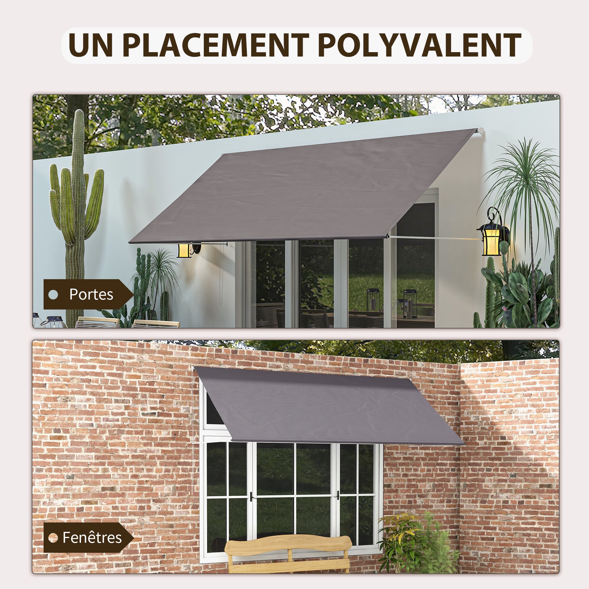 Manual Retractable Awning Canopy with Adjustable Tilt 300 x 120 cm UV Protection Aluminum Polyester Dark Gray