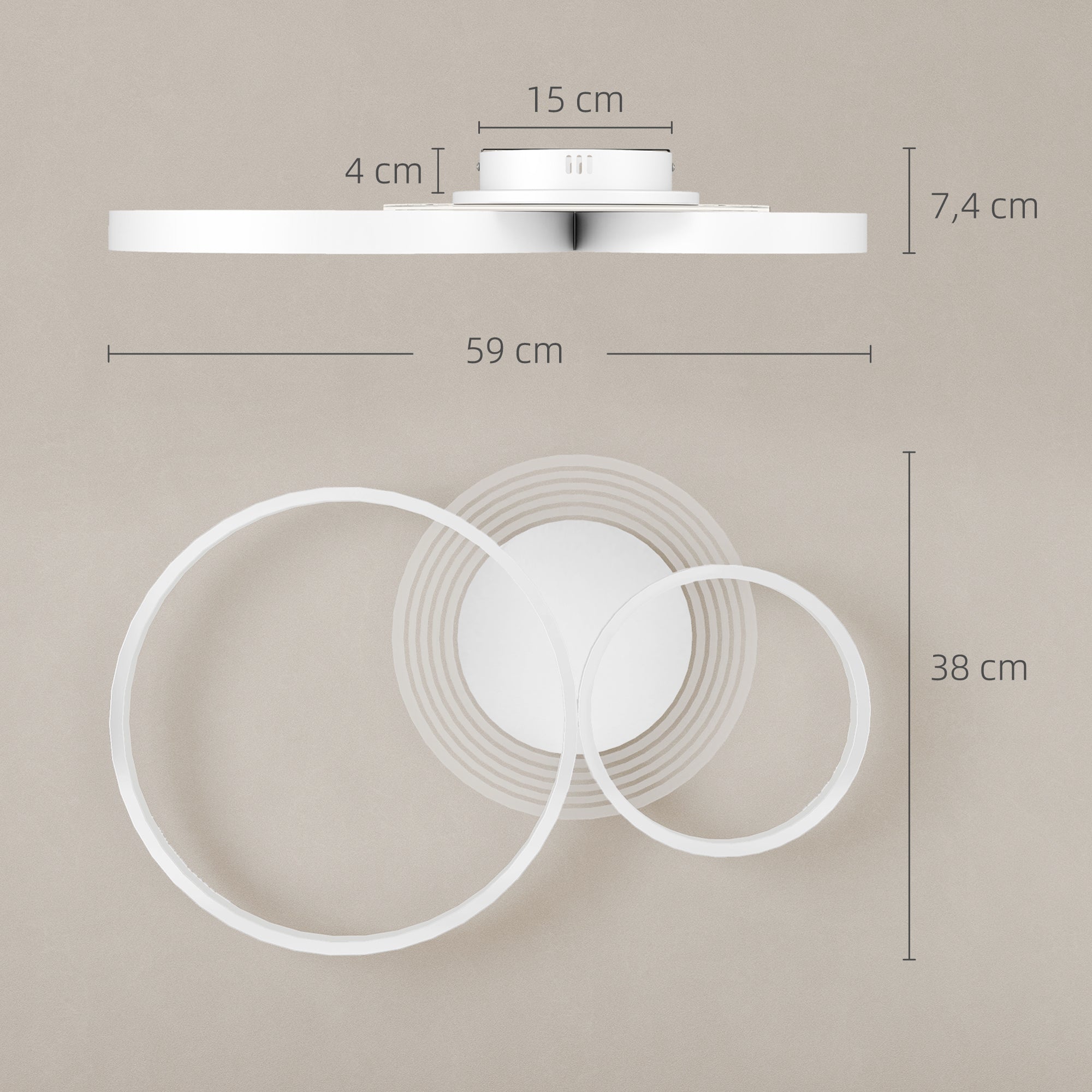 40W LED Ceiling Lamp Modern LED Ceiling Light 3000K/4000K/6500K for Bedroom Living Room Kitchen Dining Room White