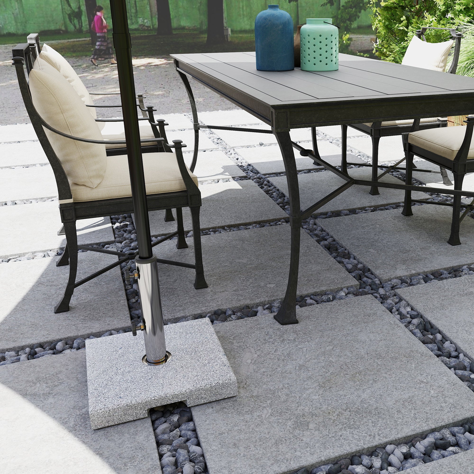 Granite Parasol Stand 21kg Umbrella Base, Square Umbrella Holder, Parasol Weight, Stand for Umbrella 32/38/48mm Pole Diameter, for Balcony, Terrace, Garden, Gray