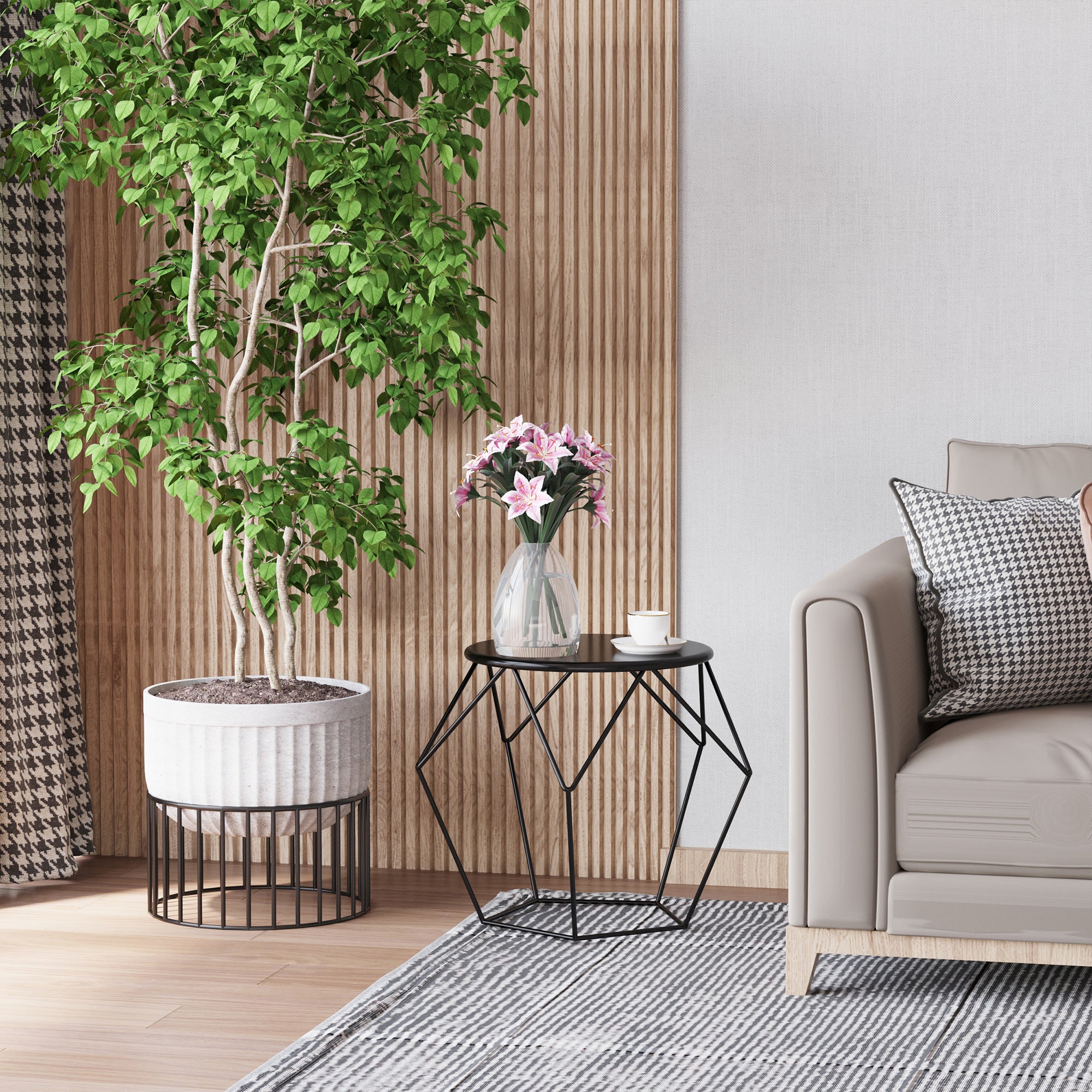 Nordic Minimalist Geometric Coffee Table, Steel, 54x54x44cm