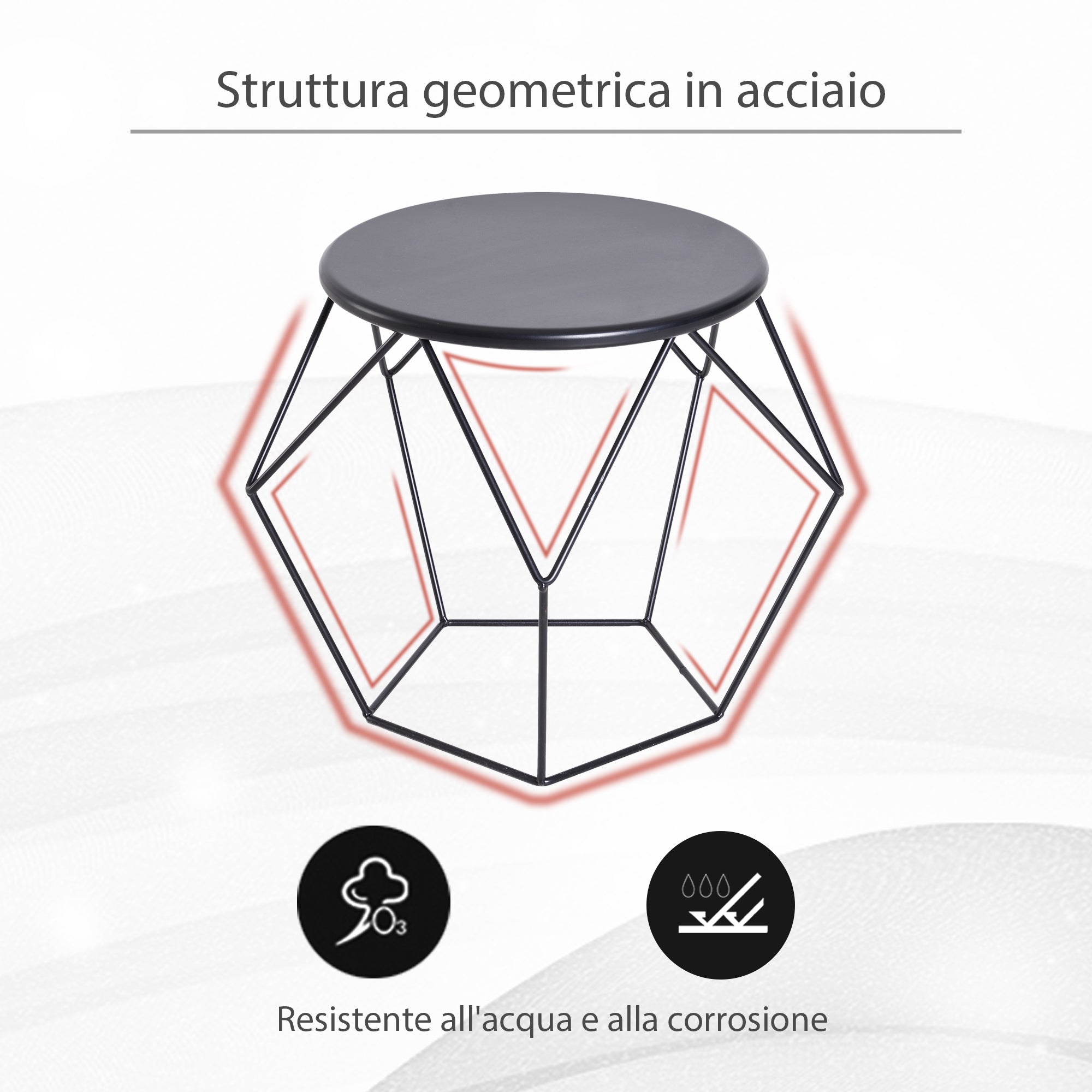Nordic Minimalist Geometric Coffee Table, Steel, 54x54x44cm